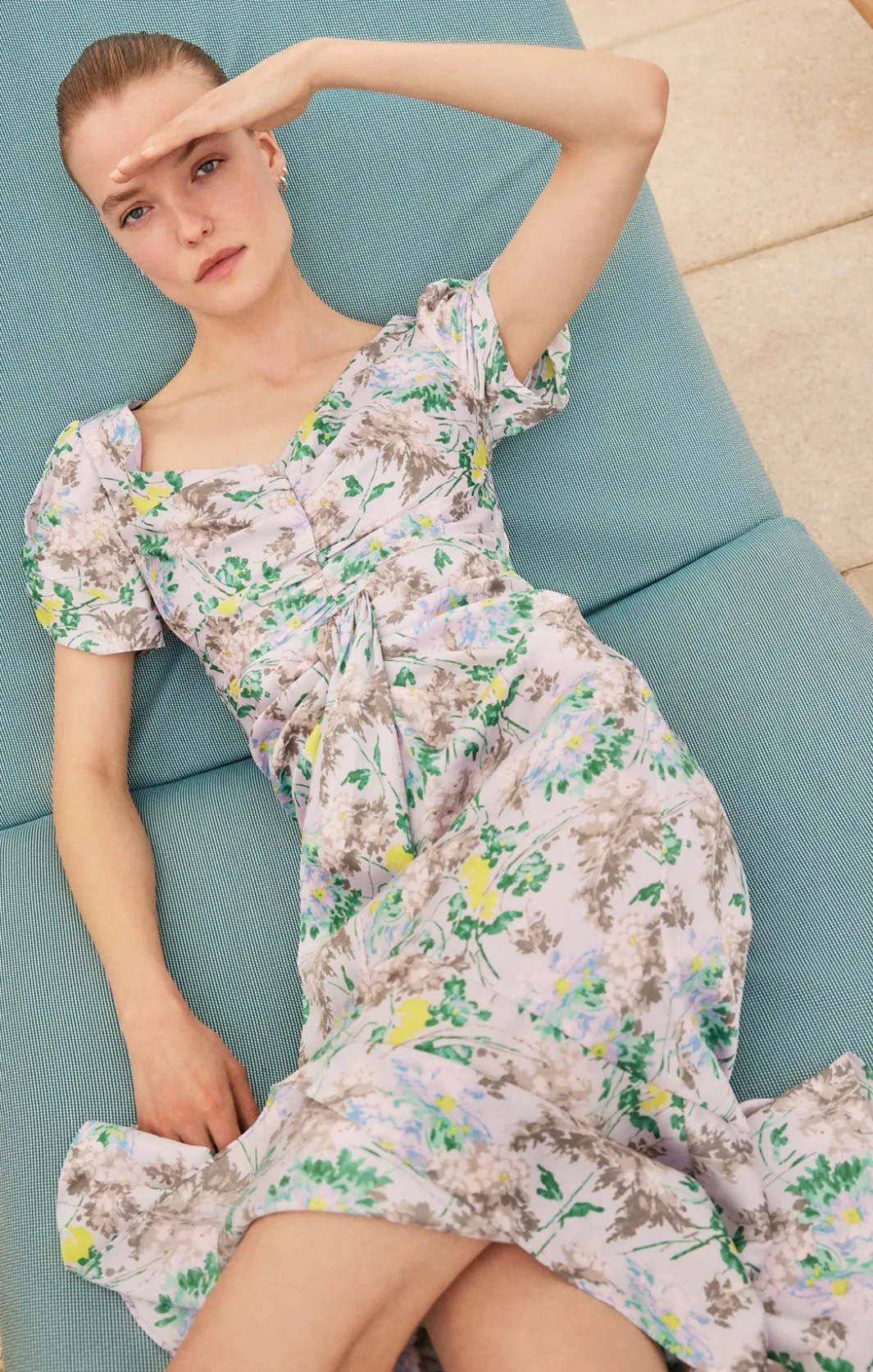 Midi<Cinq à Sept Light Washed Floral Walker Dress PastelMulti