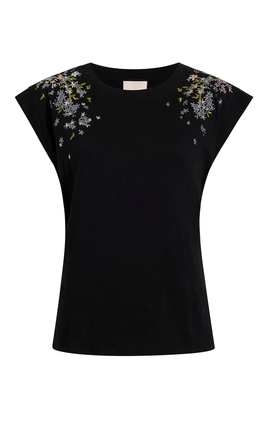 Tees & Pullovers<Cinq à Sept Lilac Vine Embellished Bella Tee BlackMulti