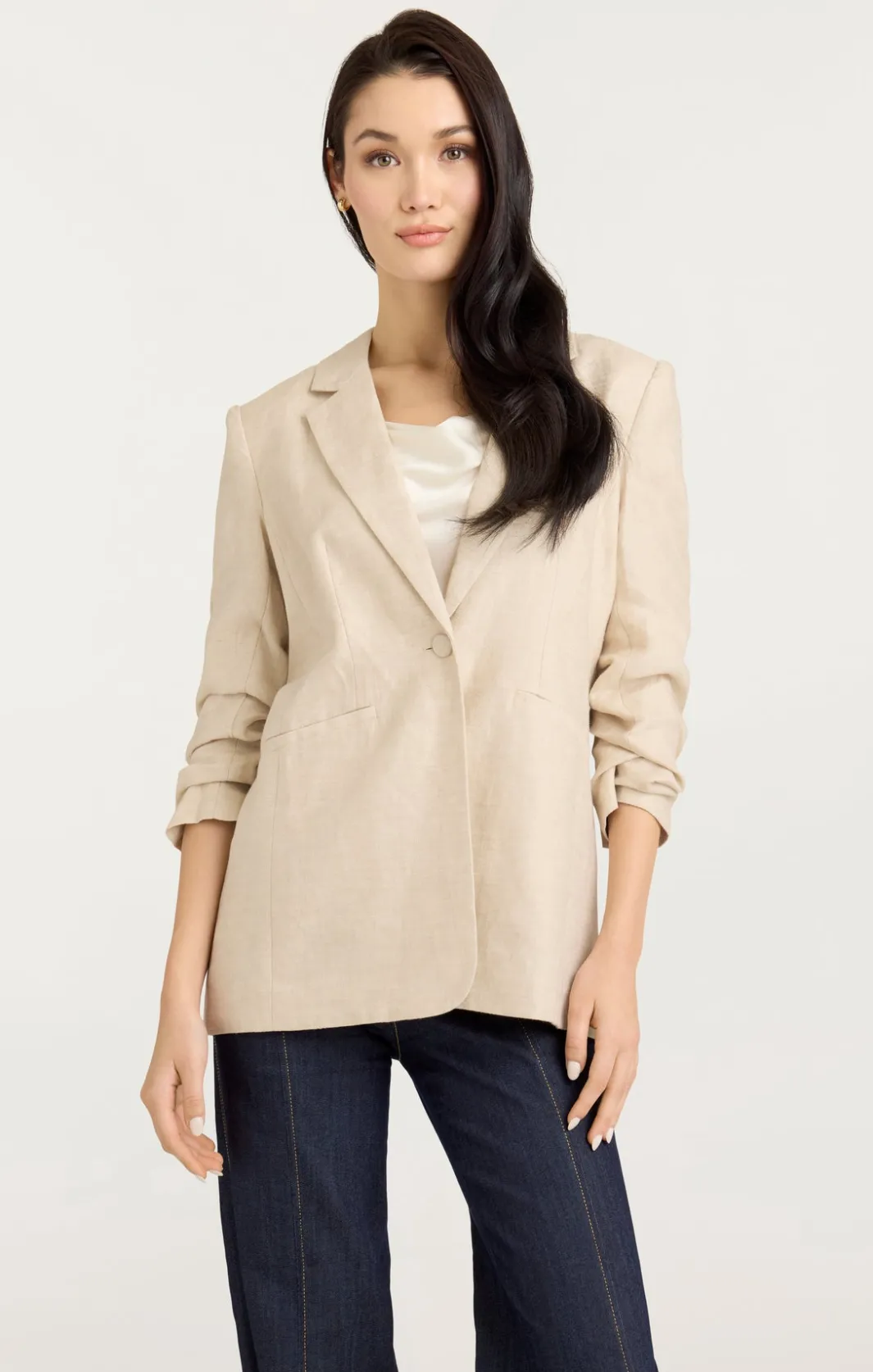 Blazers<Cinq à Sept Linen Kylie Blazer Khaki