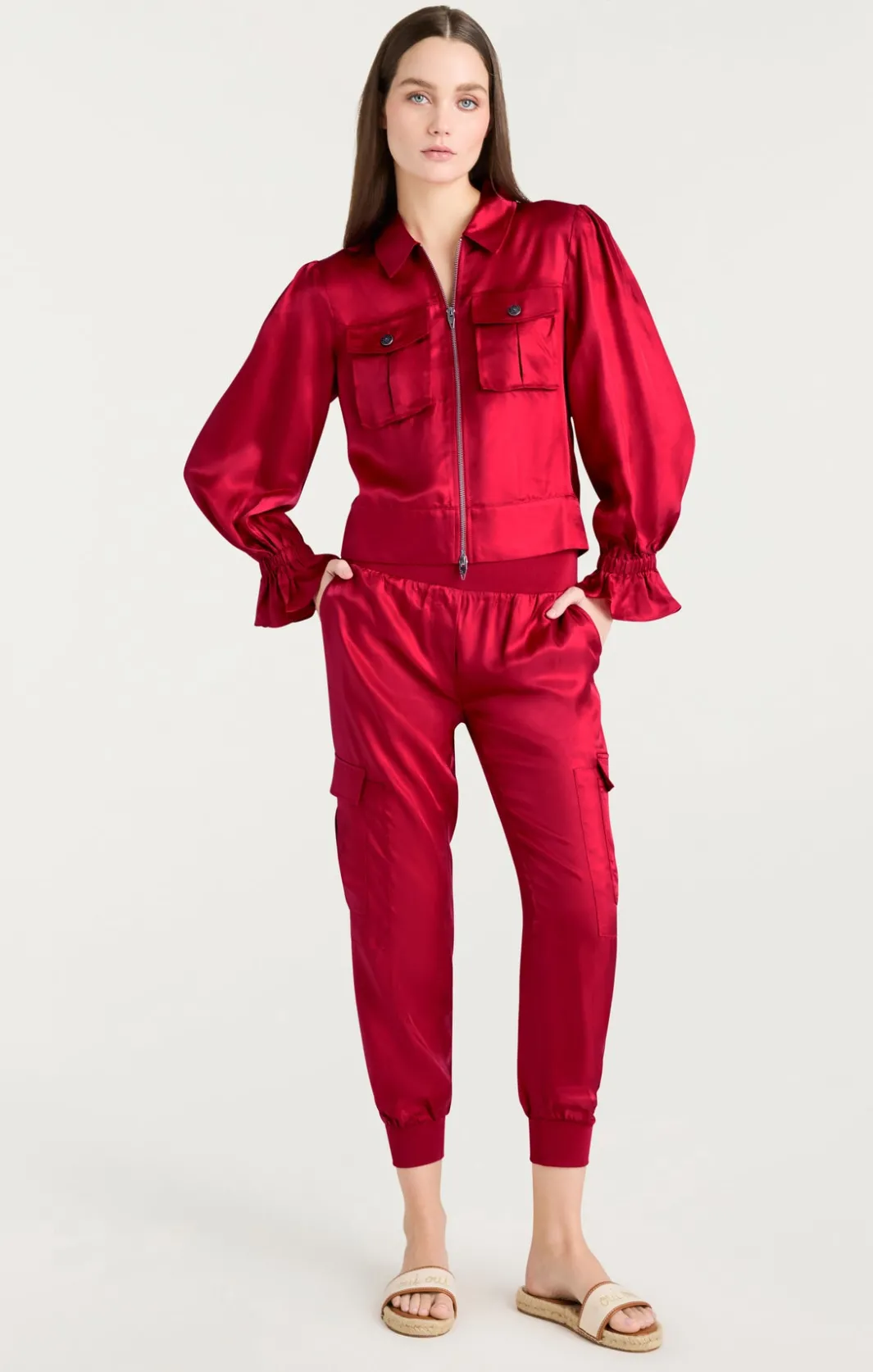 Jackets<Cinq à Sept Long Sleeve Holly Jacket RedCurrant