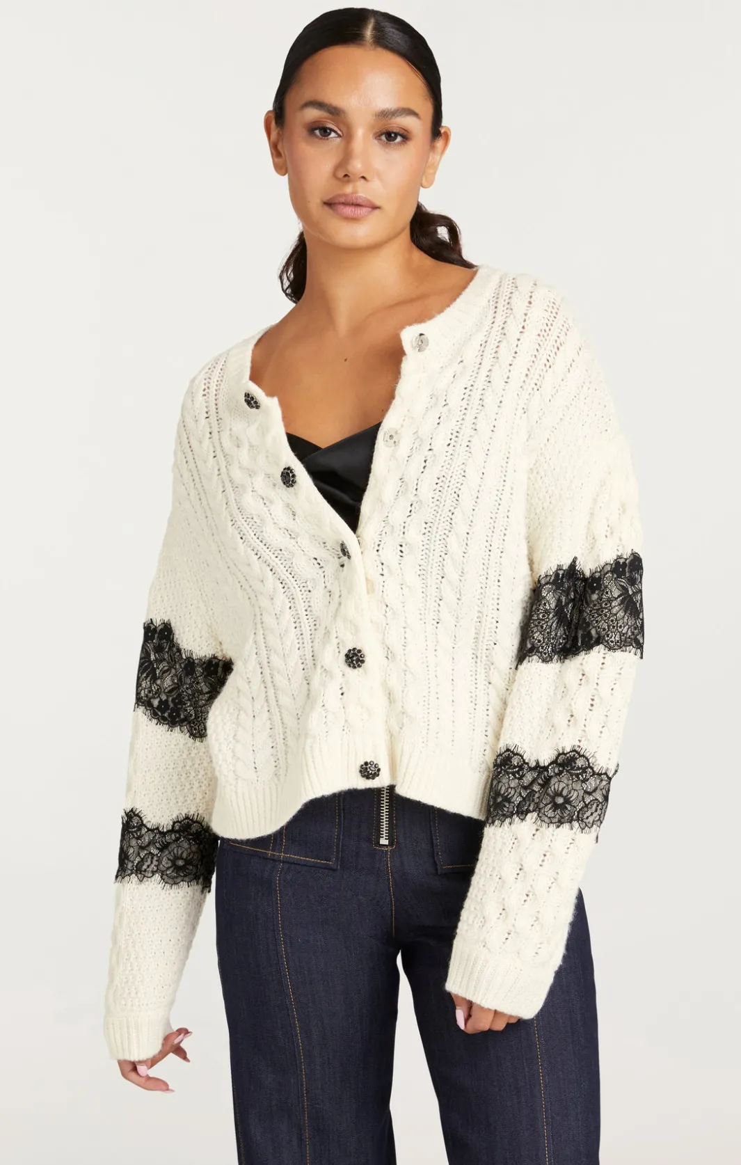 Sweaters & Knits | Sweaters & Knits<Cinq à Sept Louise Cardigan Ivory/Black