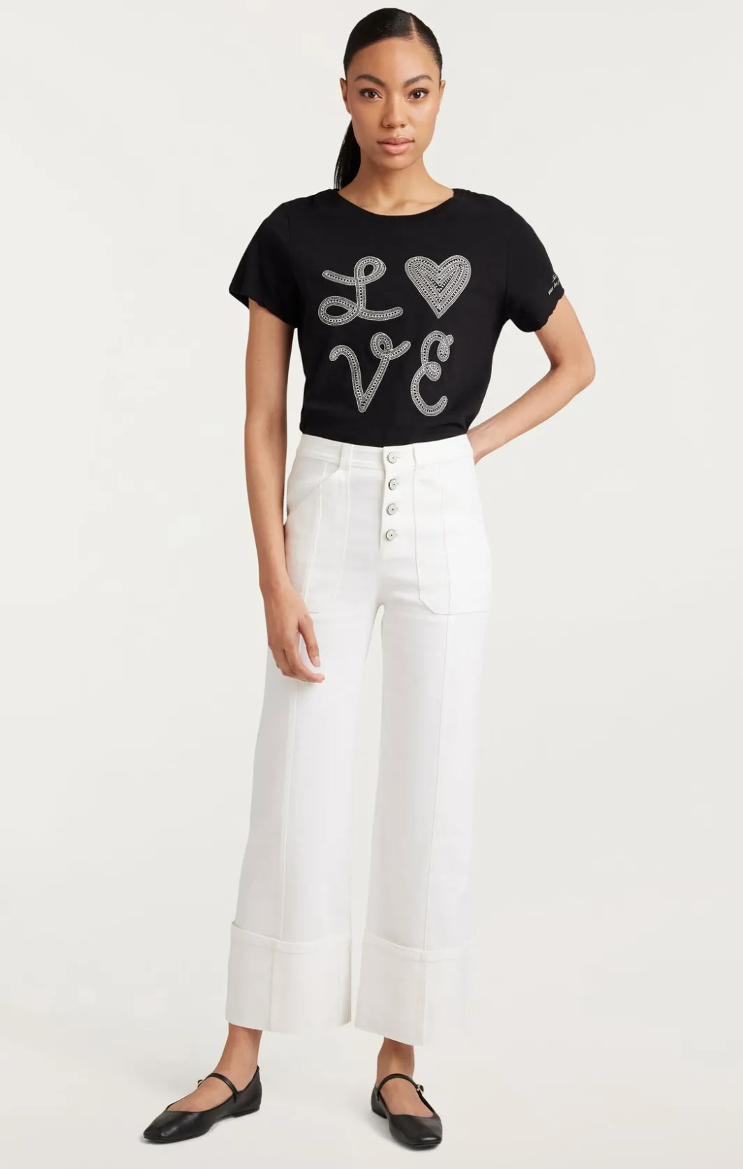 Tees & Pullovers<Cinq à Sept Love Heart Tee Black/Plaster
