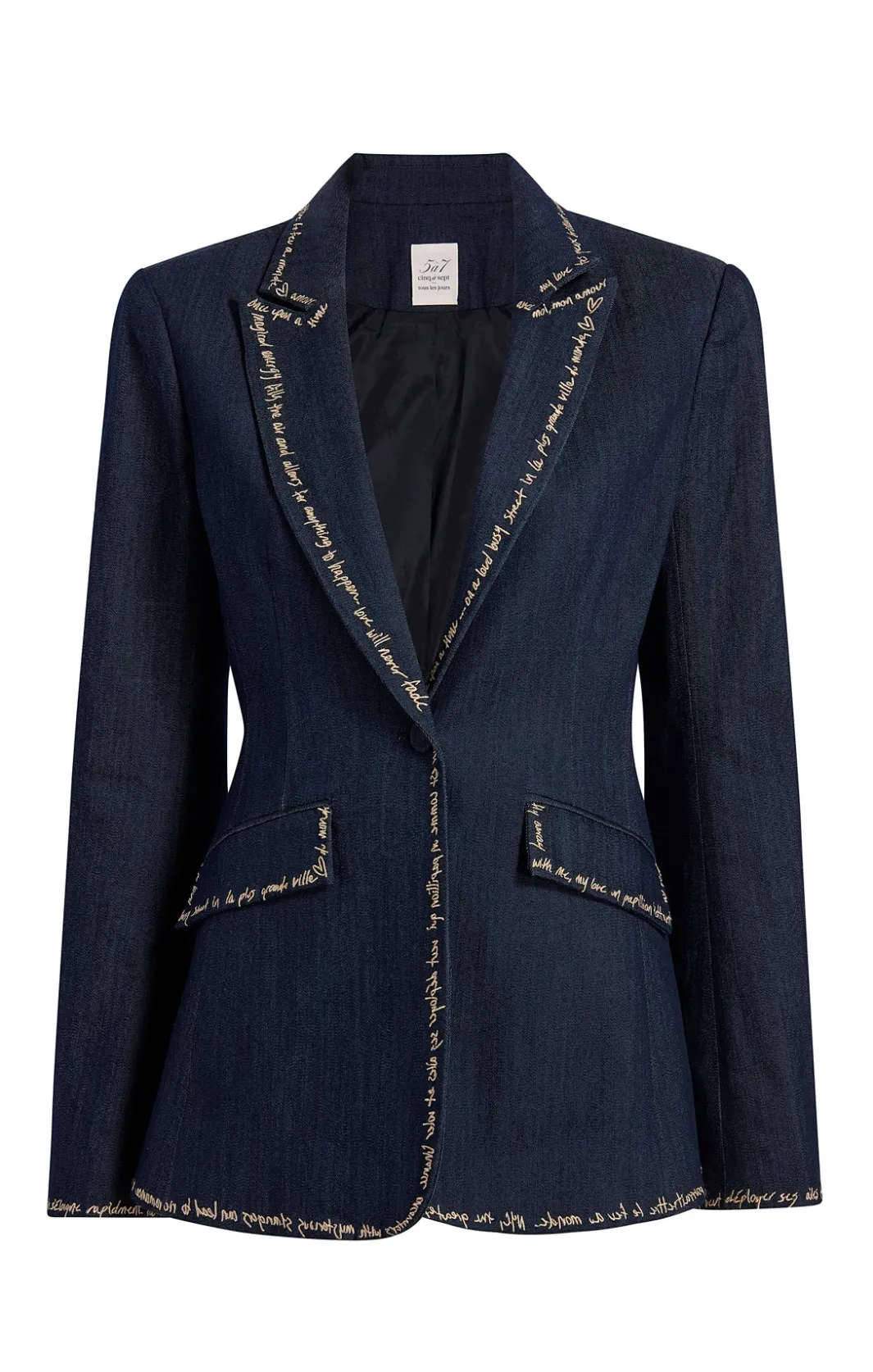 Blazers | Jackets<Cinq à Sept Love Letter Denim Cheyenne Blazer Indigo