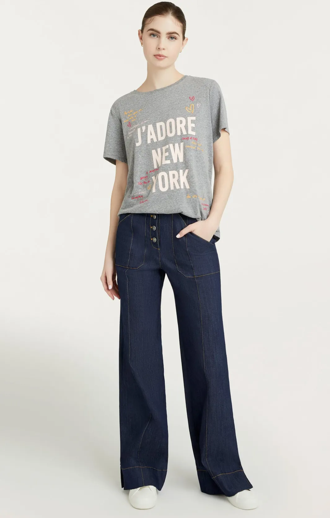 Tees & Pullovers<Cinq à Sept Love Letter Jadore New York Tee HeatherGreyMulti