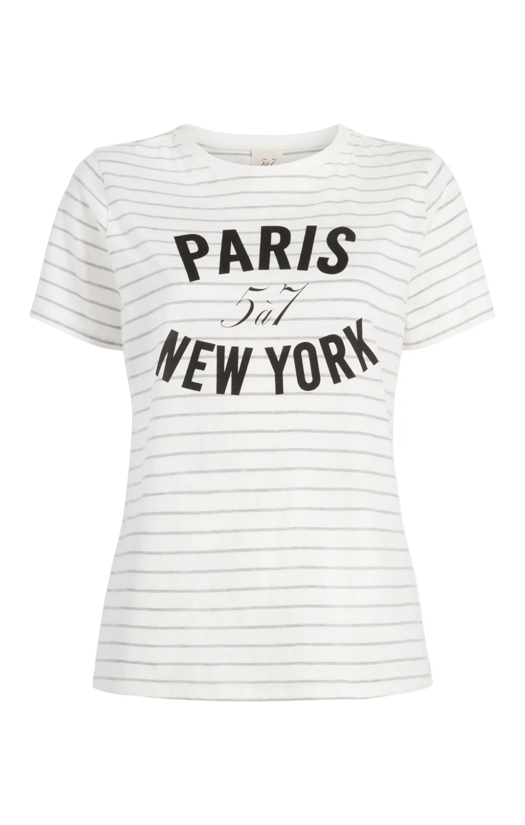 Tees & Pullovers<Cinq à Sept Melange Stripe Paris New York Tee Ivory/HeatherGrey