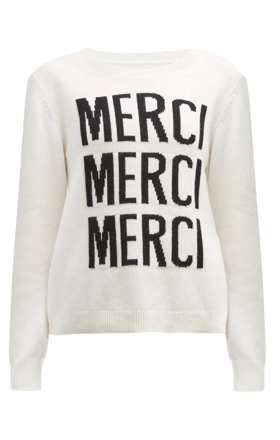 Long Sleeve Tops | Sweaters & Knits<Cinq à Sept Merci Merci Merci Knit Pullover Ivory/Black