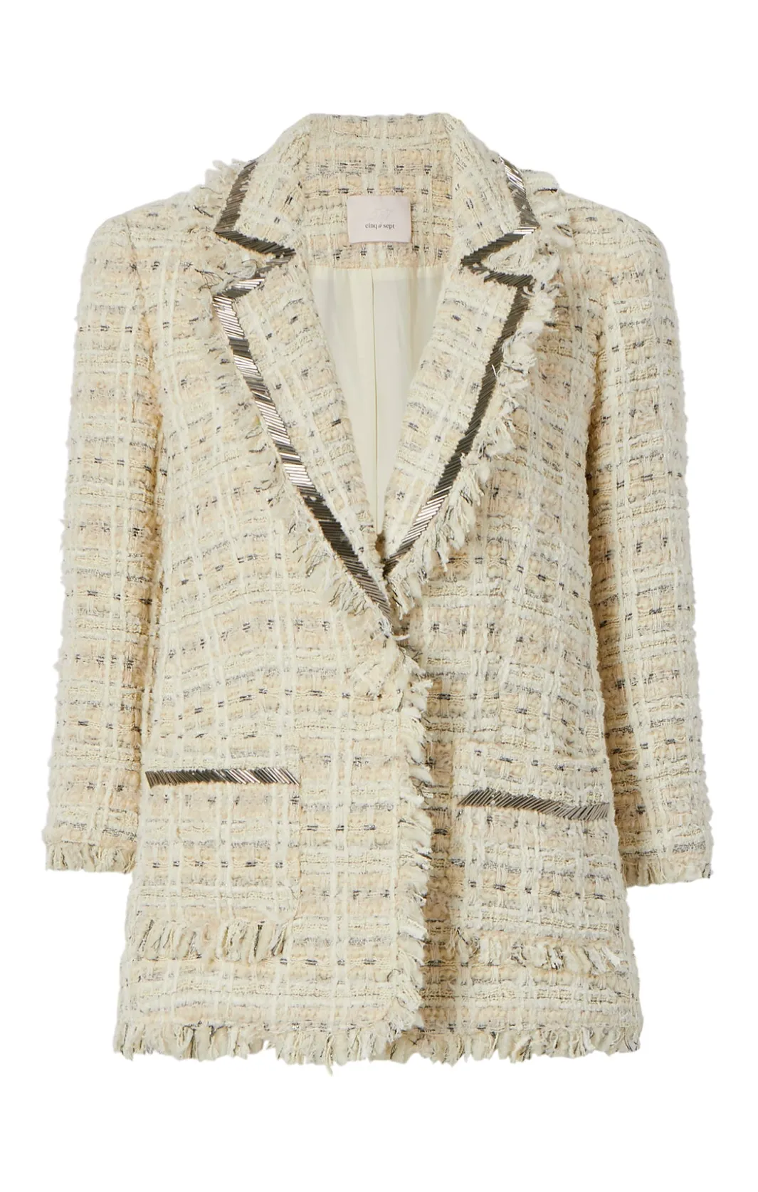 Jackets<Cinq à Sept Metallic Beaded Maddie Blazer Ivory