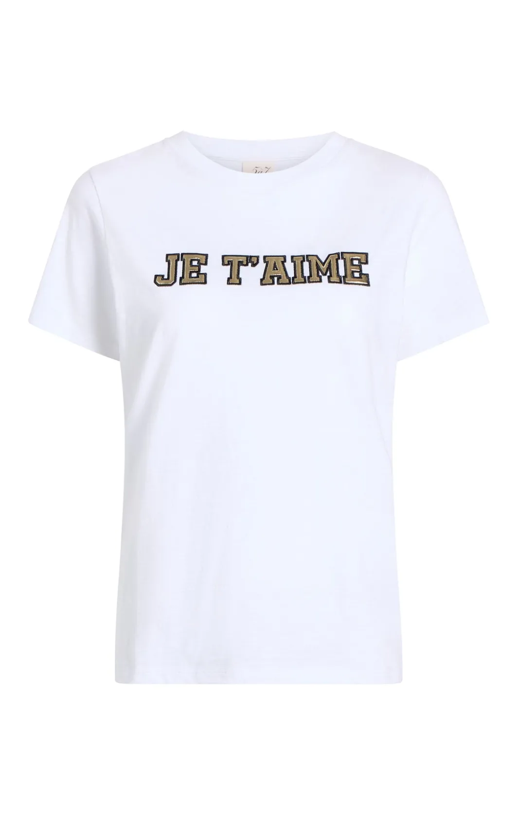 Tees & Pullovers<Cinq à Sept Metallic Leather Je T'aime Tee White/Gold