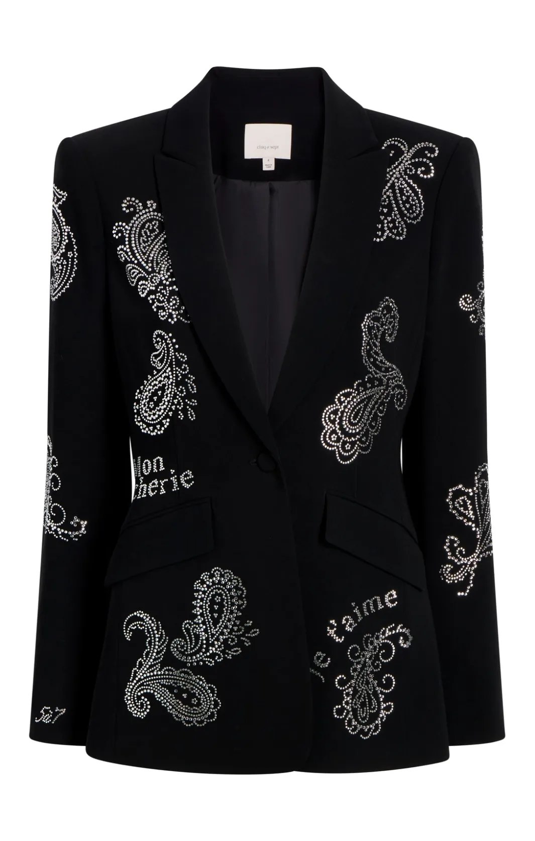 Blazers<Cinq à Sept Mini Paisley Embellished Cheyenne Blazer Black