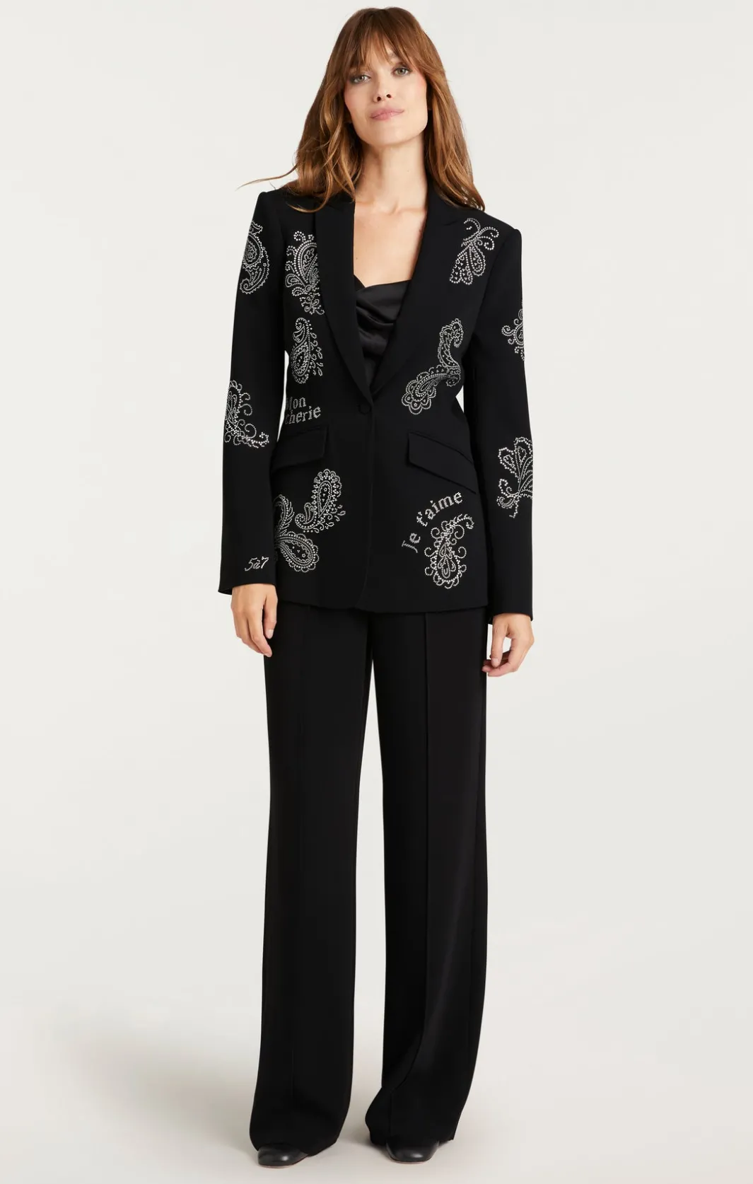 Blazers<Cinq à Sept Mini Paisley Embellished Cheyenne Blazer Black