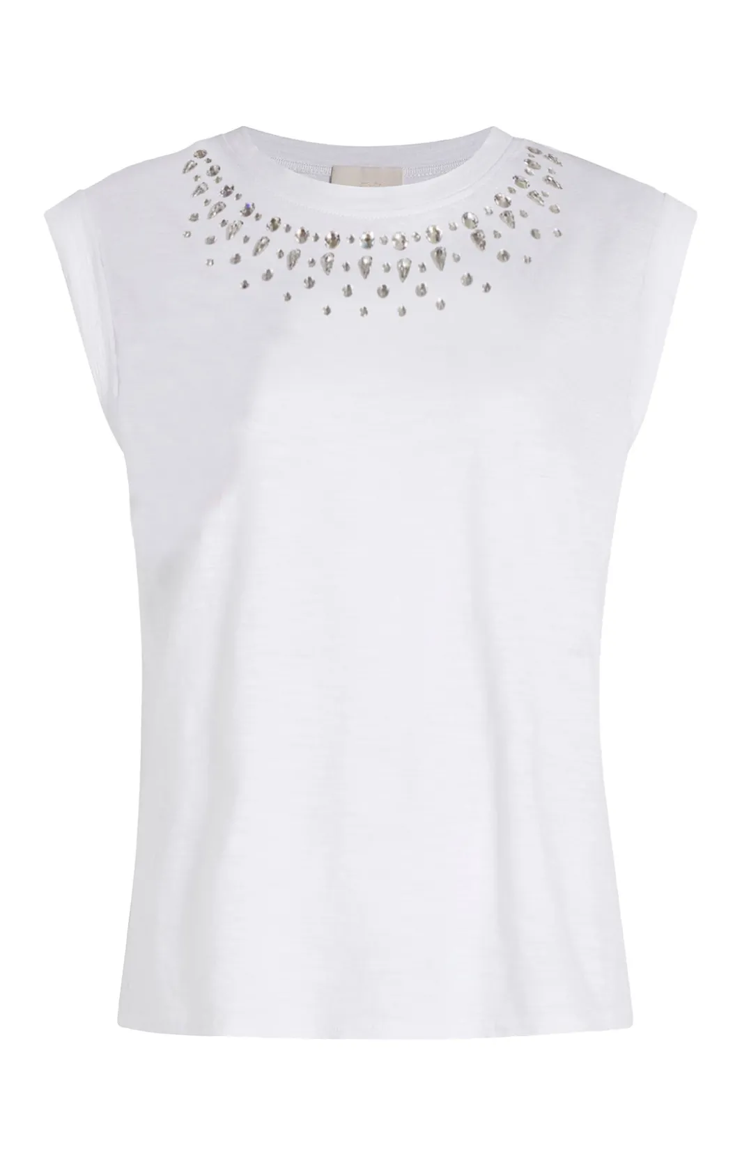 Tees & Pullovers<Cinq à Sept Mixed Rhinestone Bella Tee WhiteMulti