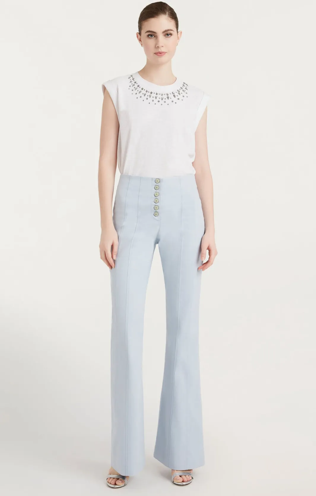 Tees & Pullovers<Cinq à Sept Mixed Rhinestone Bella Tee WhiteMulti