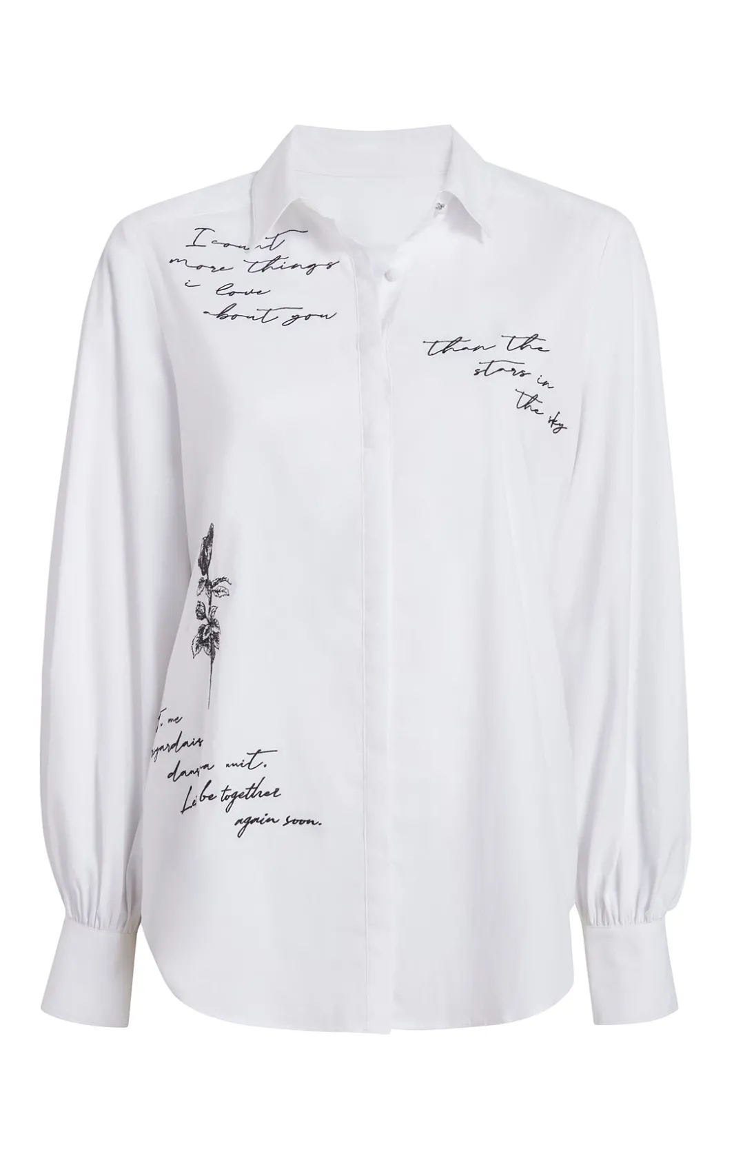 Long Sleeve Tops<Cinq à Sept Mon Amour Embroidered Poplin Kandice Top White/black