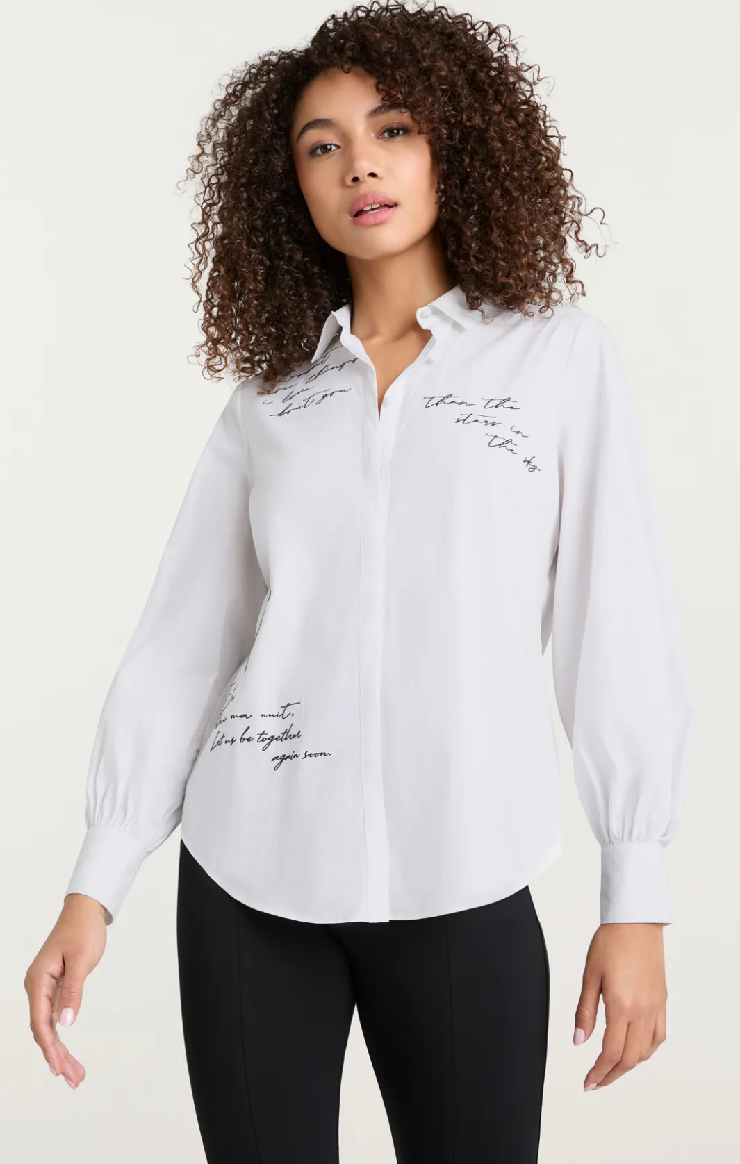 Long Sleeve Tops<Cinq à Sept Mon Amour Embroidered Poplin Kandice Top White/black