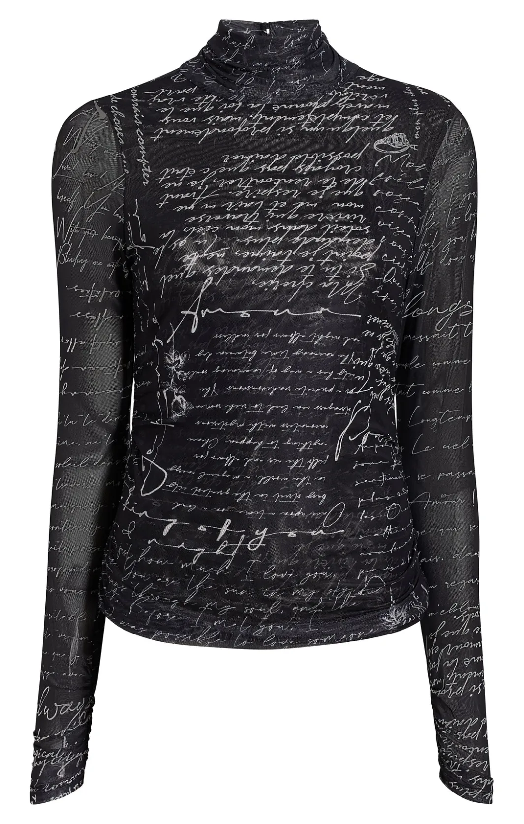 Long Sleeve Tops<Cinq à Sept Mon Amour Shirred Mesh Turtleneck Black/ivory
