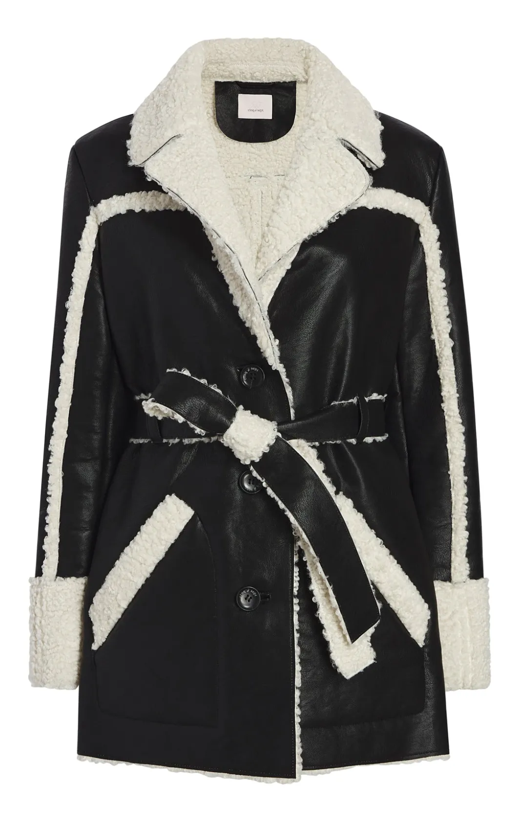 Jackets | Outerwear<Cinq à Sept Mona Coat Black/ivory