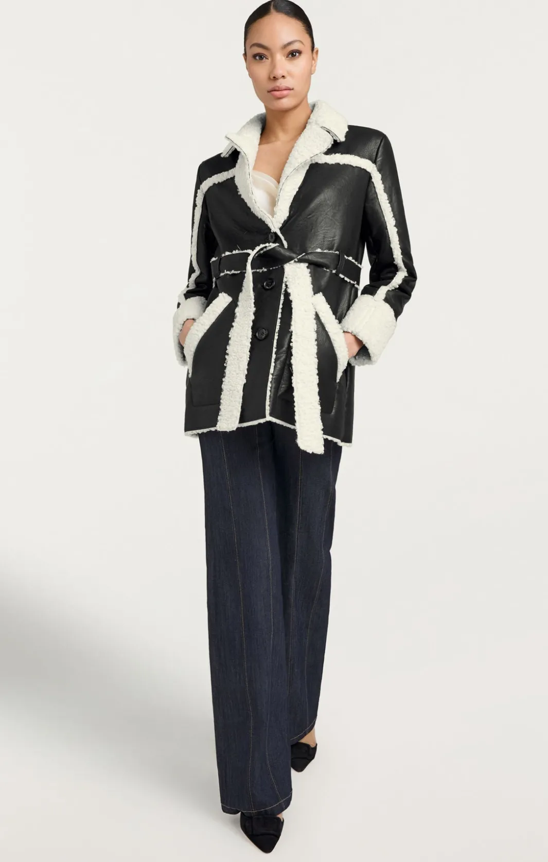 Jackets | Outerwear<Cinq à Sept Mona Coat Black/ivory