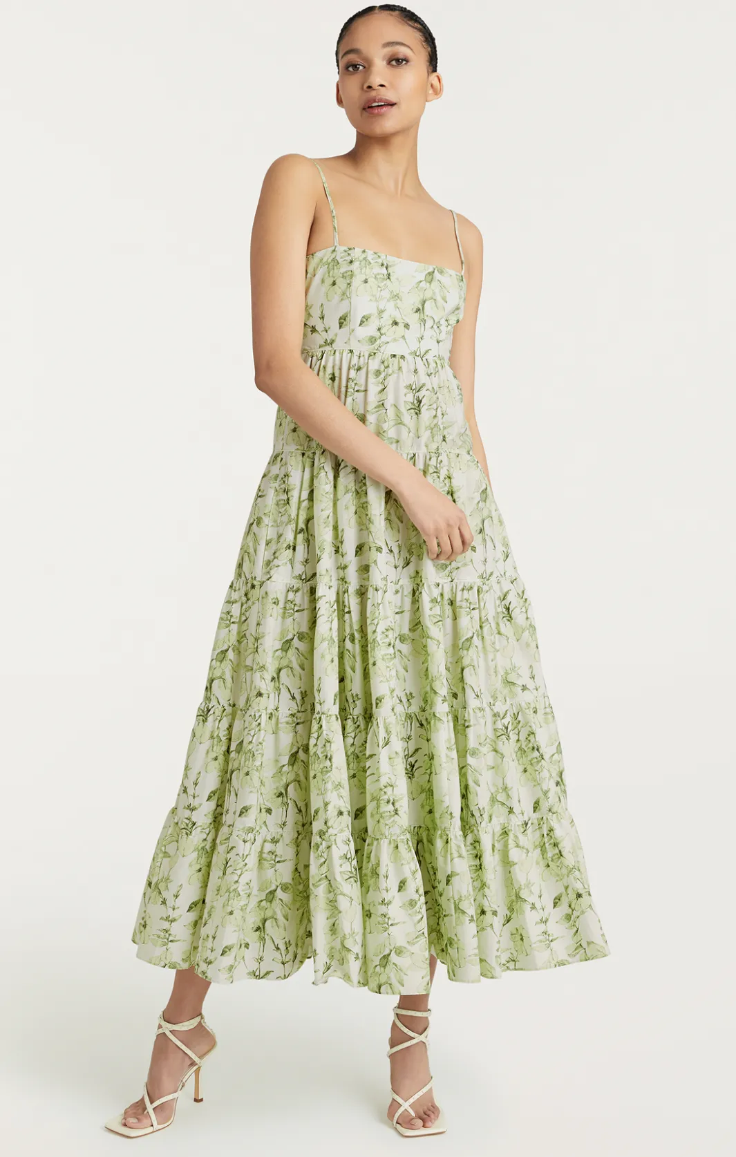 Midi<Cinq à Sept Monochromatic Floral Gavin Dress FadedMintMulti