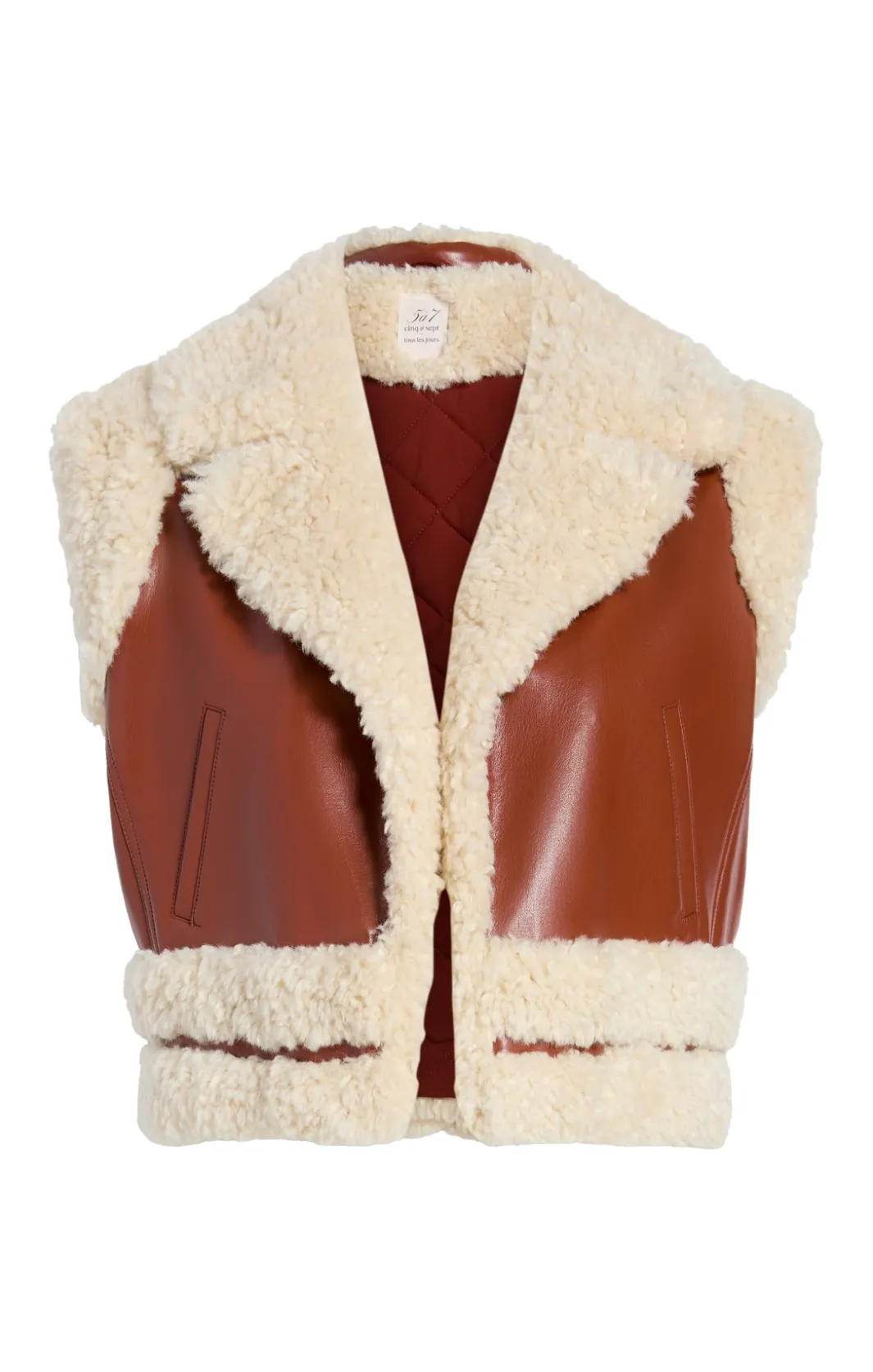 Outerwear<Cinq à Sept Nadia Vest Ivory/mahogany