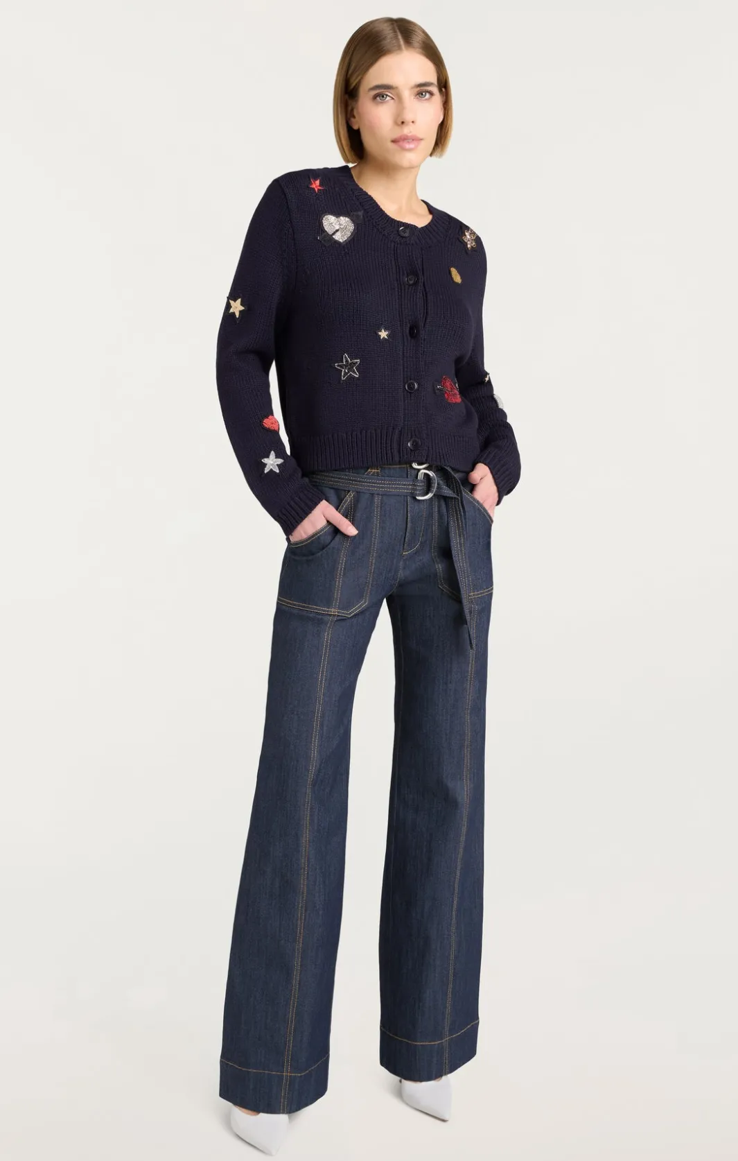 Sweaters & Knits | Sweaters & Knits<Cinq à Sept Nebula Embellished Piera Cardigan Black