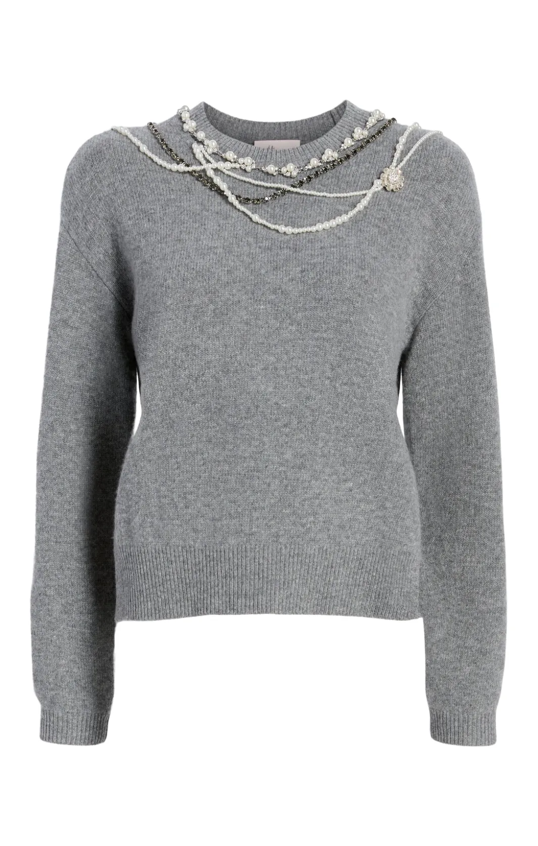 Long Sleeve Tops | Sweaters & Knits<Cinq à Sept Necklace Lilliana Pullover LightHeatherGrey