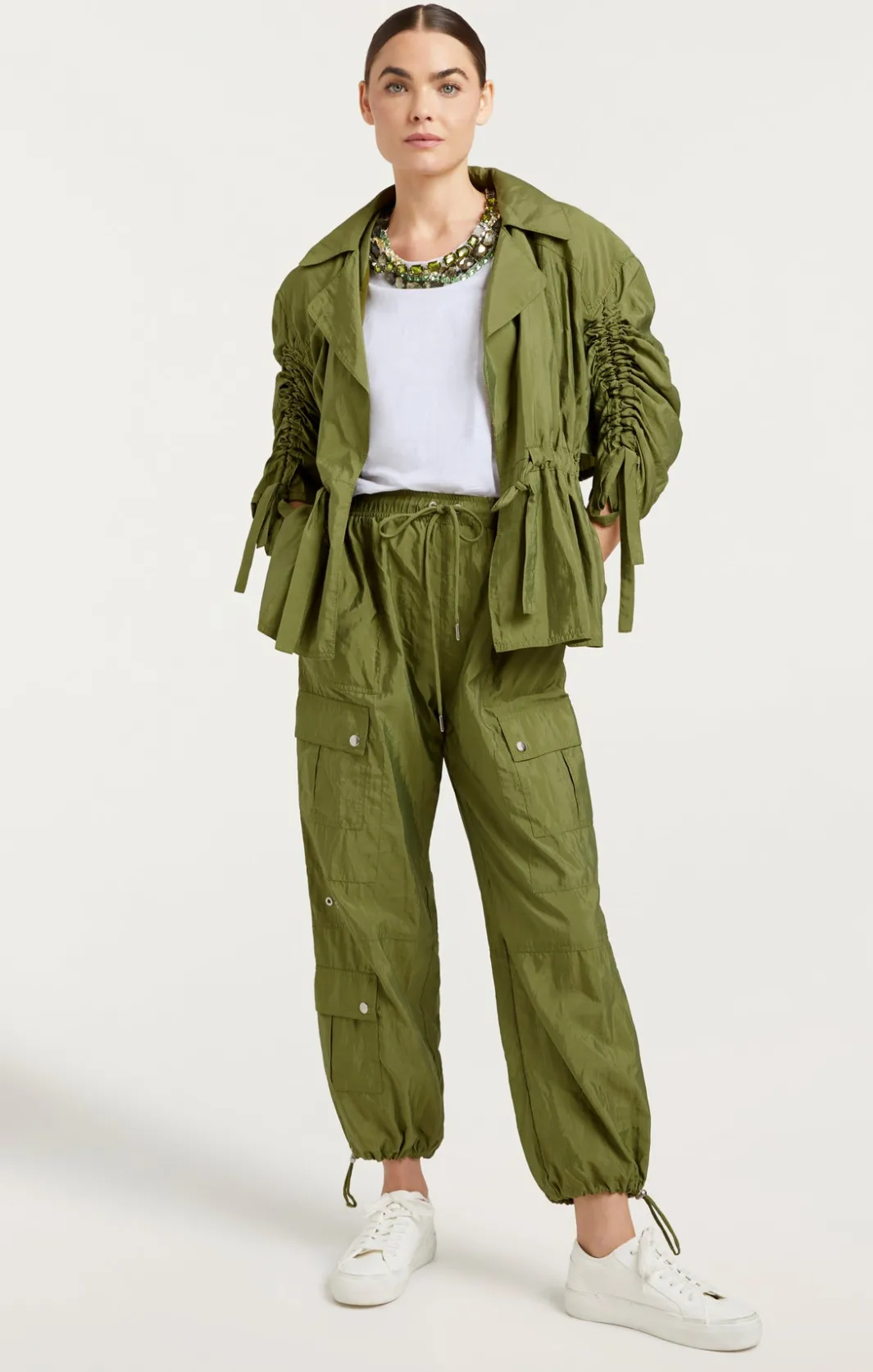 Pants<Cinq à Sept Nitsan Parachute Pant OliveGreen