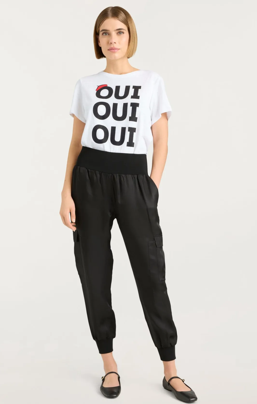 Tees & Pullovers<Cinq à Sept Oui Oui Oui Shrunken Tee White/black