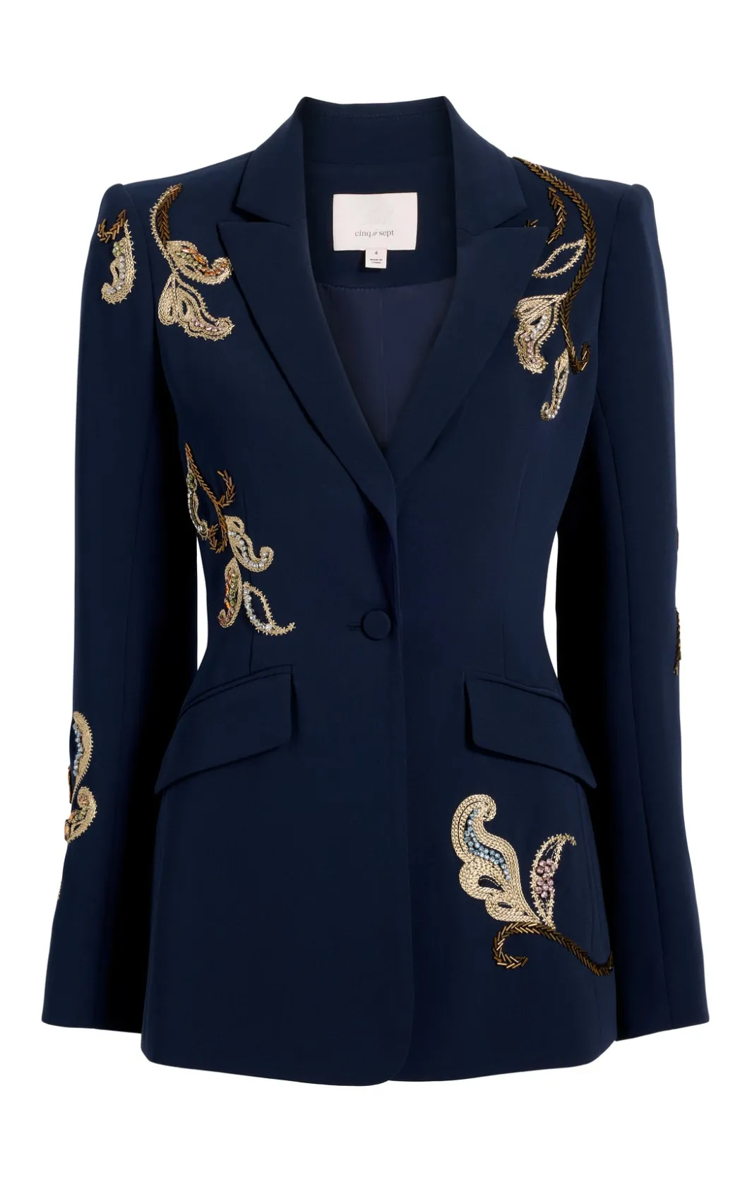 Blazers<Cinq à Sept Paisley Embellished Cheyenne Blazer NavyMulti
