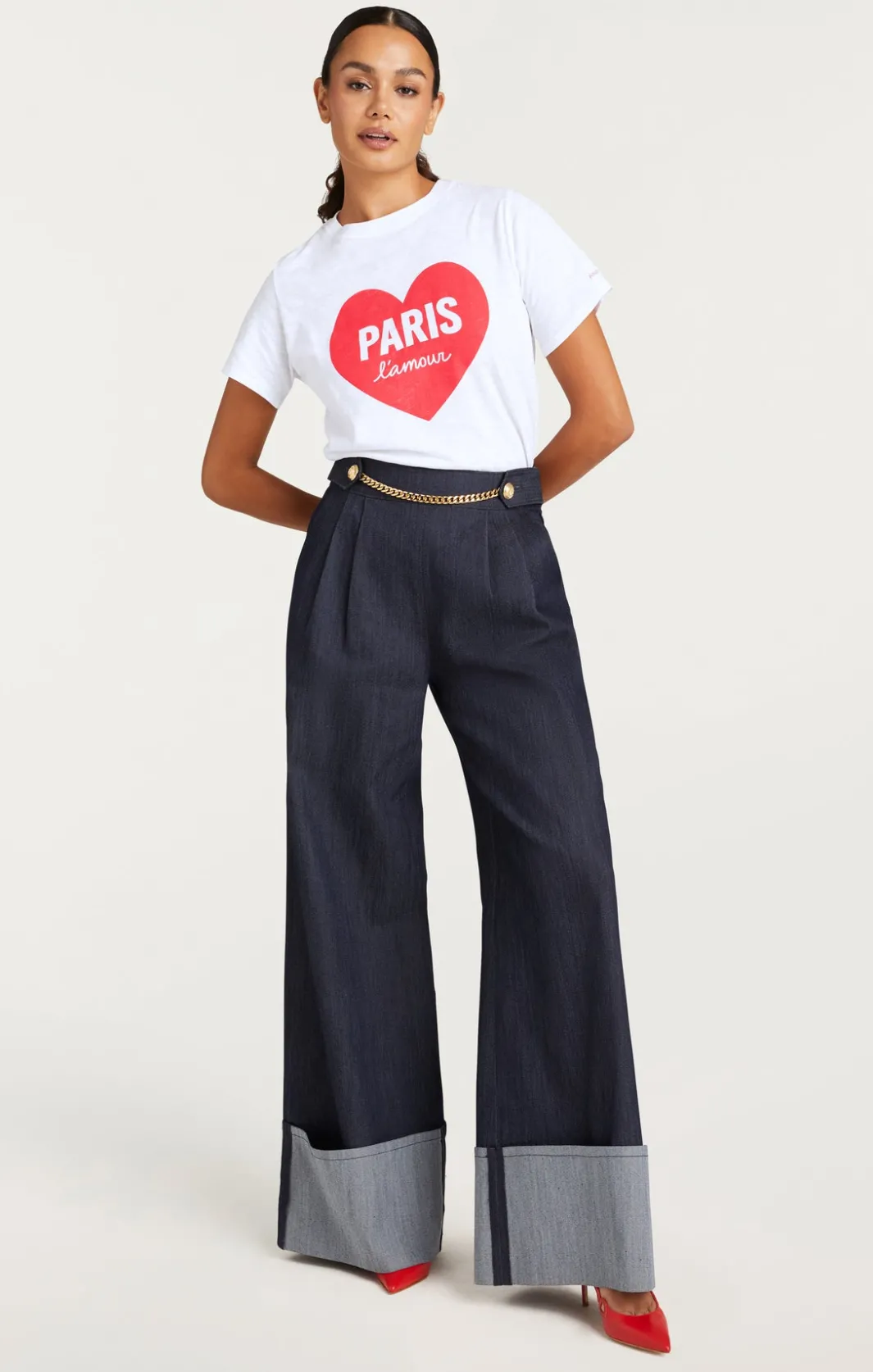 Tees & Pullovers<Cinq à Sept Paris Lamour Heart Tee White/Rose
