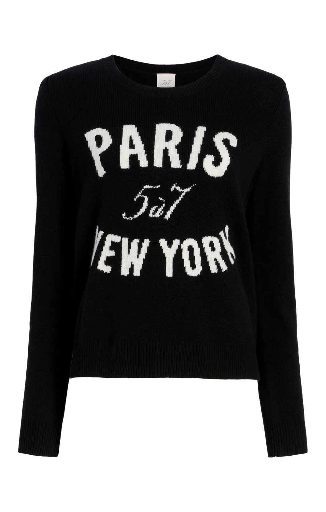Long Sleeve Tops | Sweaters & Knits<Cinq à Sept Paris New York Graphic Crewneck Pullover Black/Ivory
