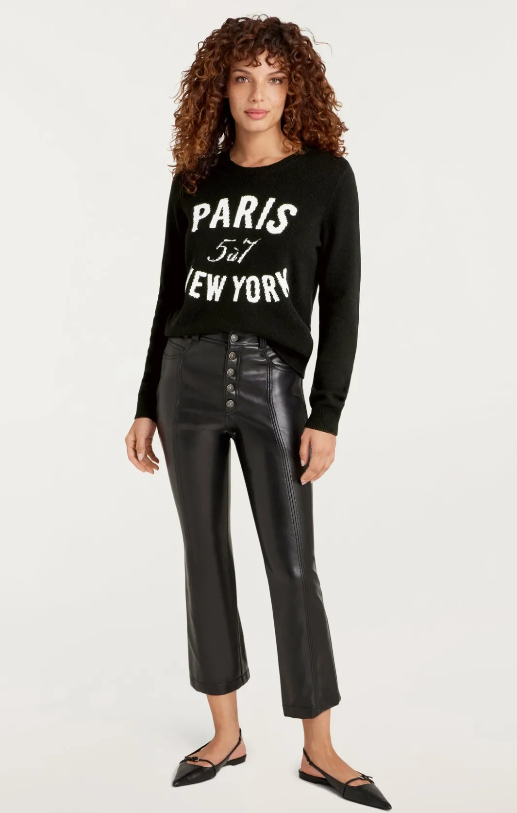 Long Sleeve Tops | Sweaters & Knits<Cinq à Sept Paris New York Graphic Crewneck Pullover Black/Ivory