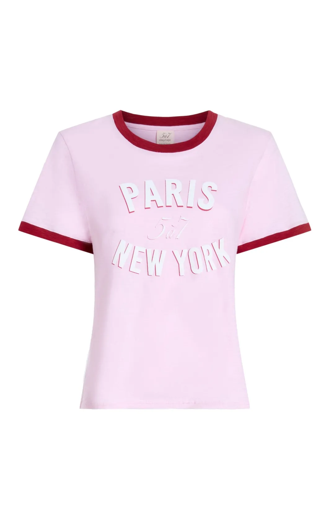 Tees & Pullovers<Cinq à Sept Paris New York Ringer Tee PinkOpal