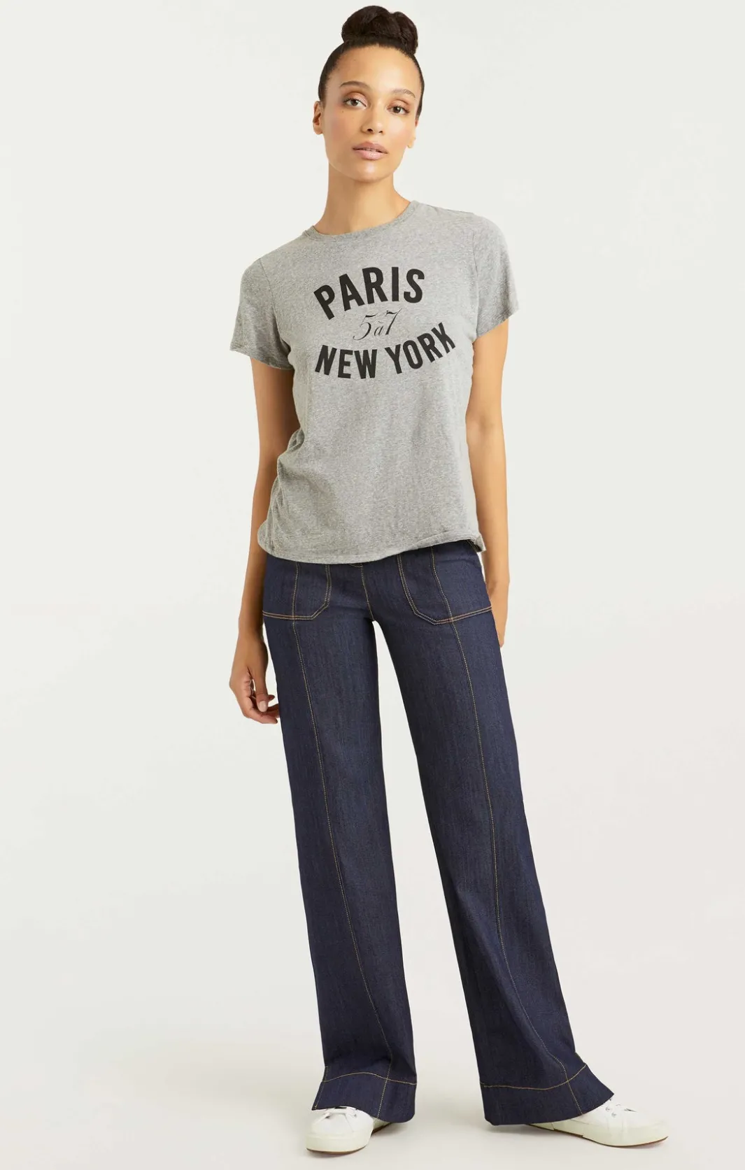 Tees & Pullovers<Cinq à Sept Paris New York Tee HeatherGrey/Black