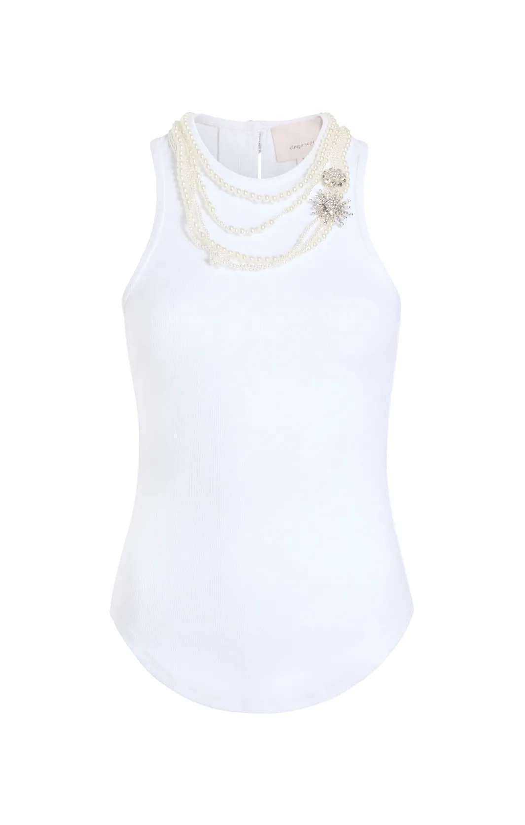 Tank Tops & Camisoles<Cinq à Sept Pearl Chain Embellished Lizzie Tank White