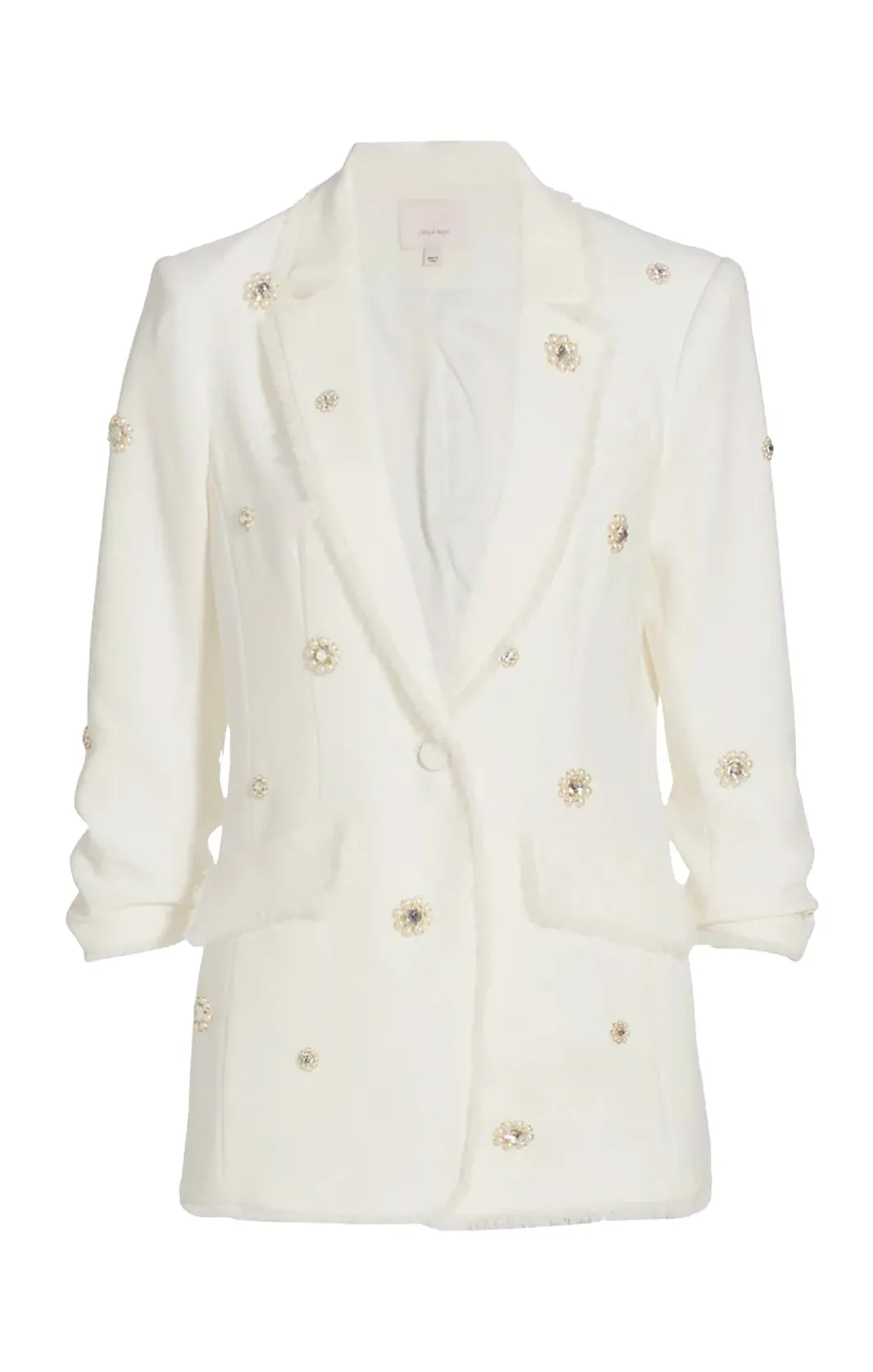 Jackets<Cinq à Sept Pearl Ditsy Flower Embellished Khloe Blazer Ivory