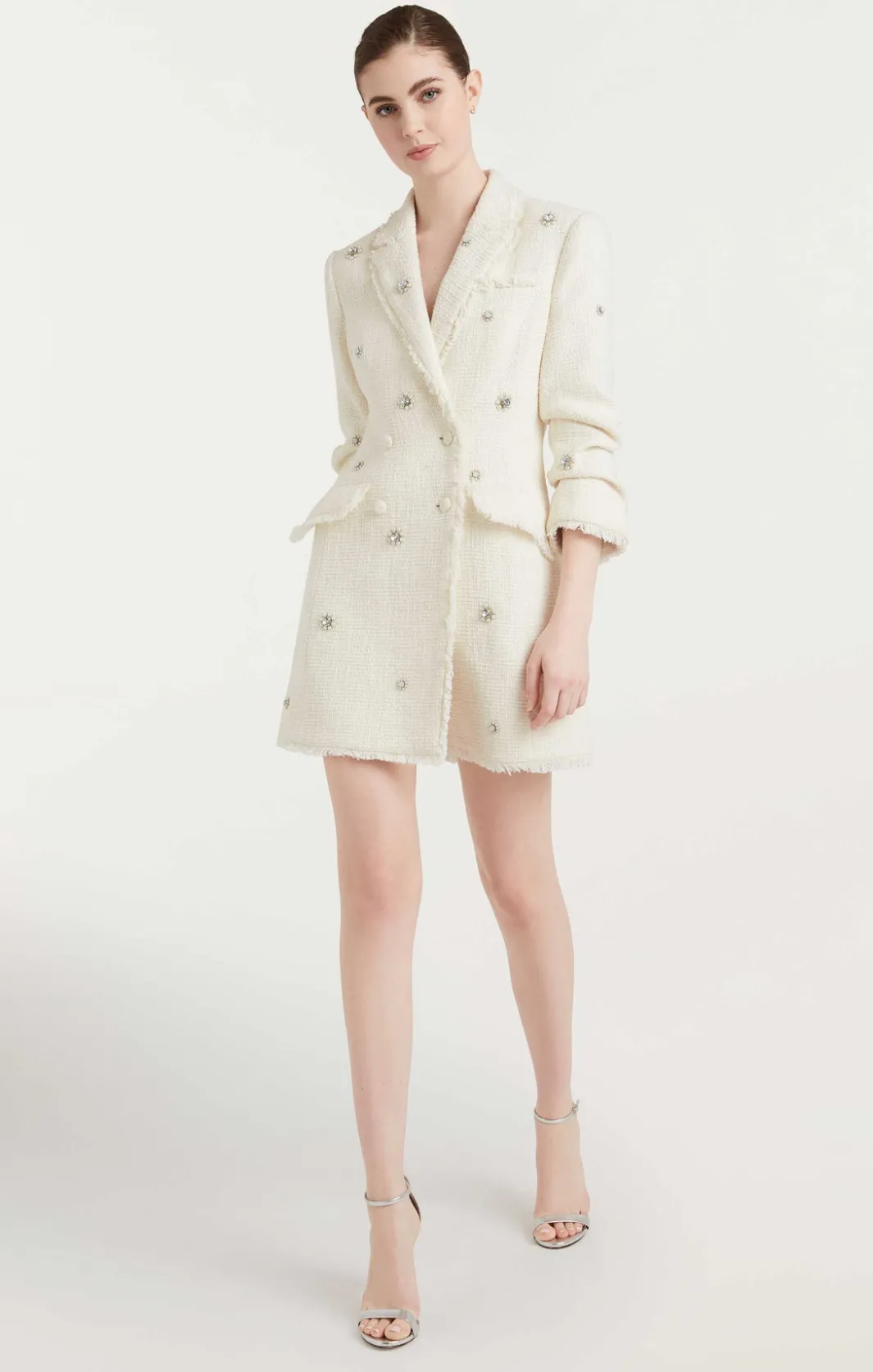 Mini<Cinq à Sept Pearl Embellished Double Breasted Joel Dress Gardenia