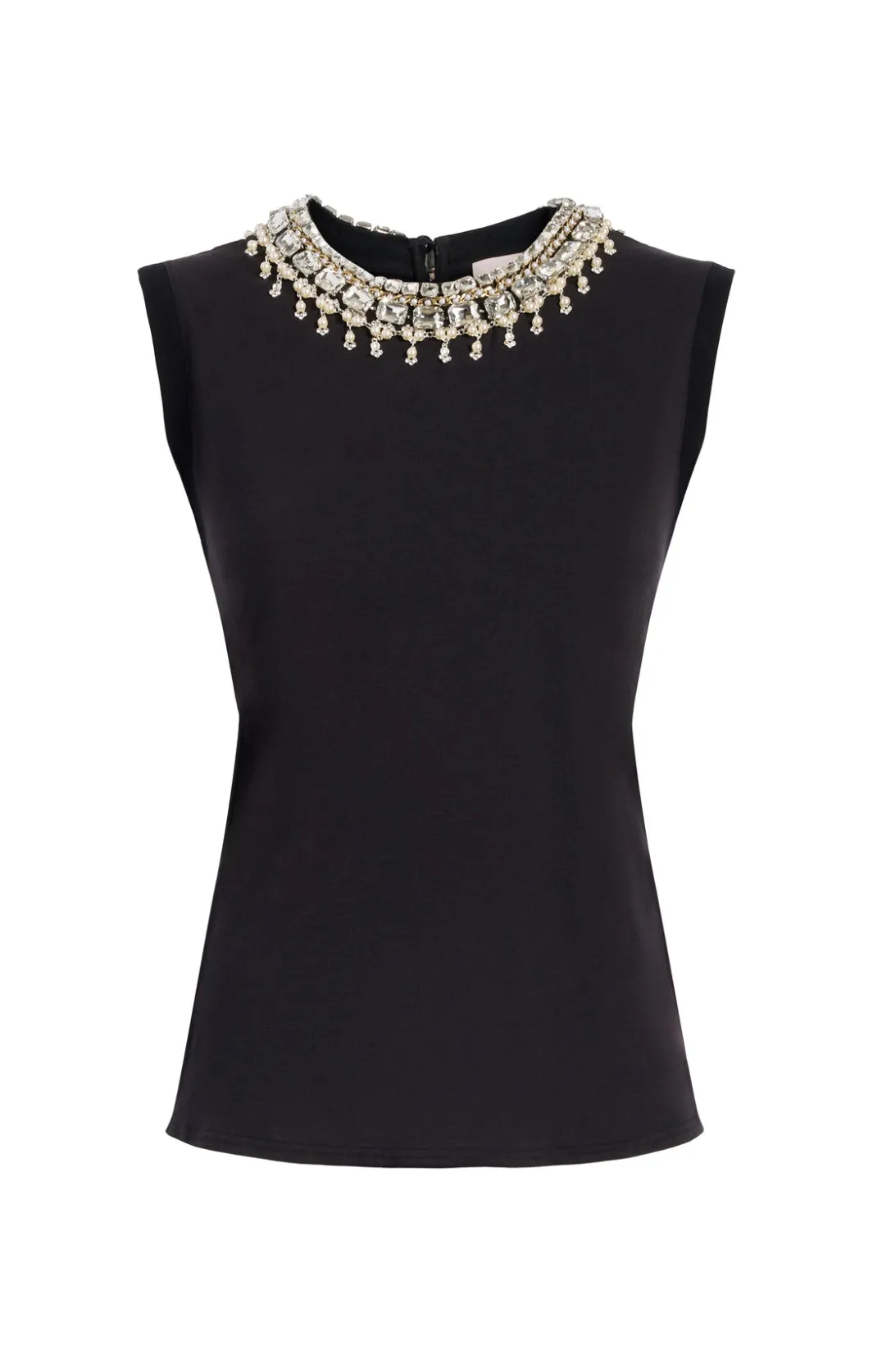 Tees & Pullovers<Cinq à Sept Pearl Necklace Brielle Tee Black