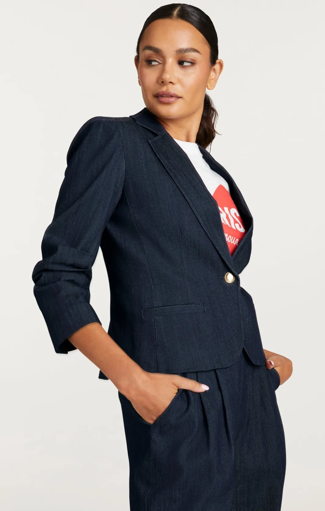 Blazers | Denim<Cinq à Sept Petit Denim Khloe Blazer Indigo