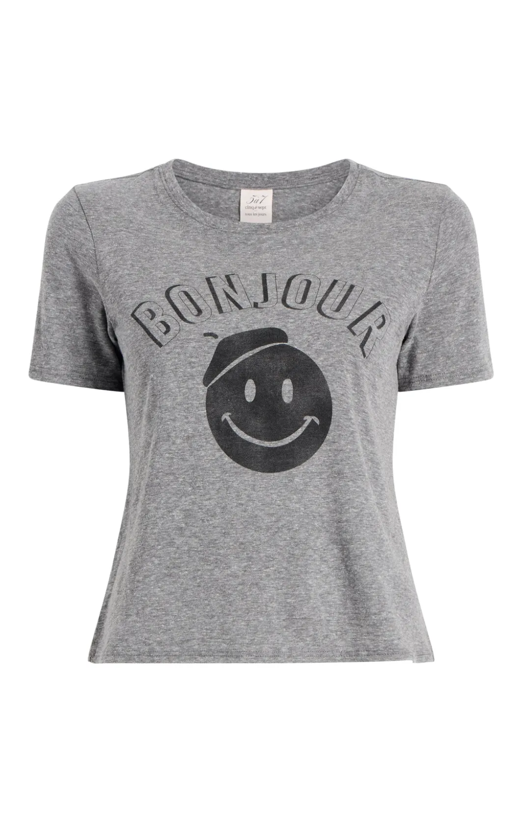 Tees & Pullovers<Cinq à Sept Pop Up Bonjour Shrunken Tee HeatherGrey/Black