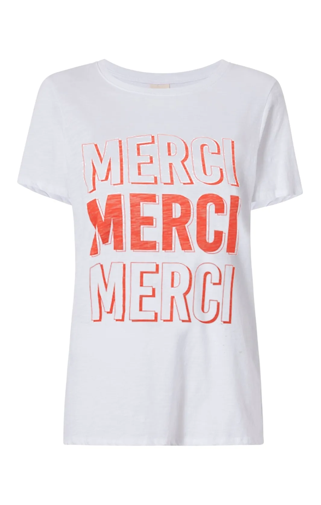 Tees & Pullovers<Cinq à Sept Pop Up Merci Merci Merci Tee White/CherryTomato
