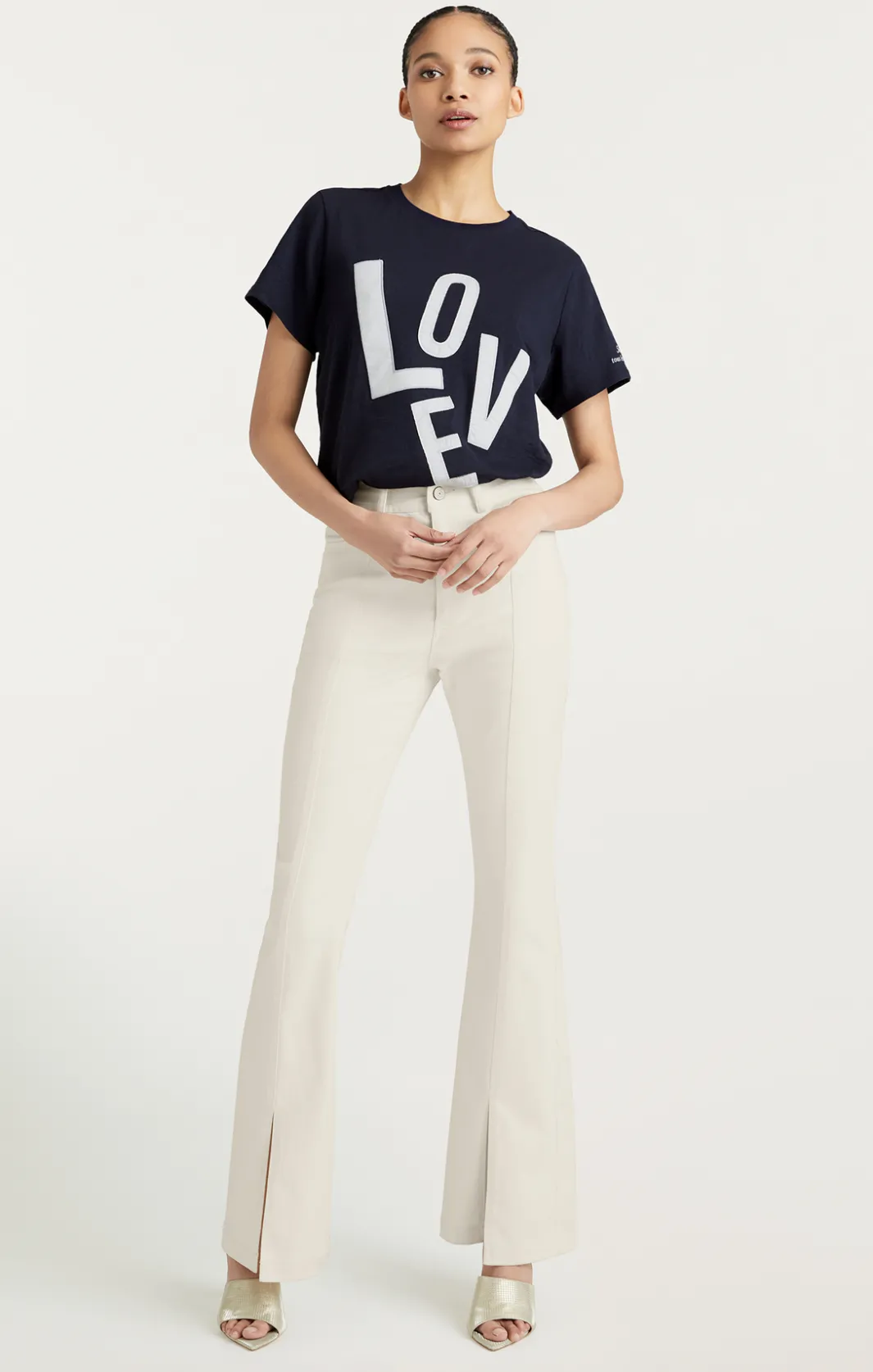 Tees & Pullovers<Cinq à Sept Poplin Spell Love Tee Navy/white
