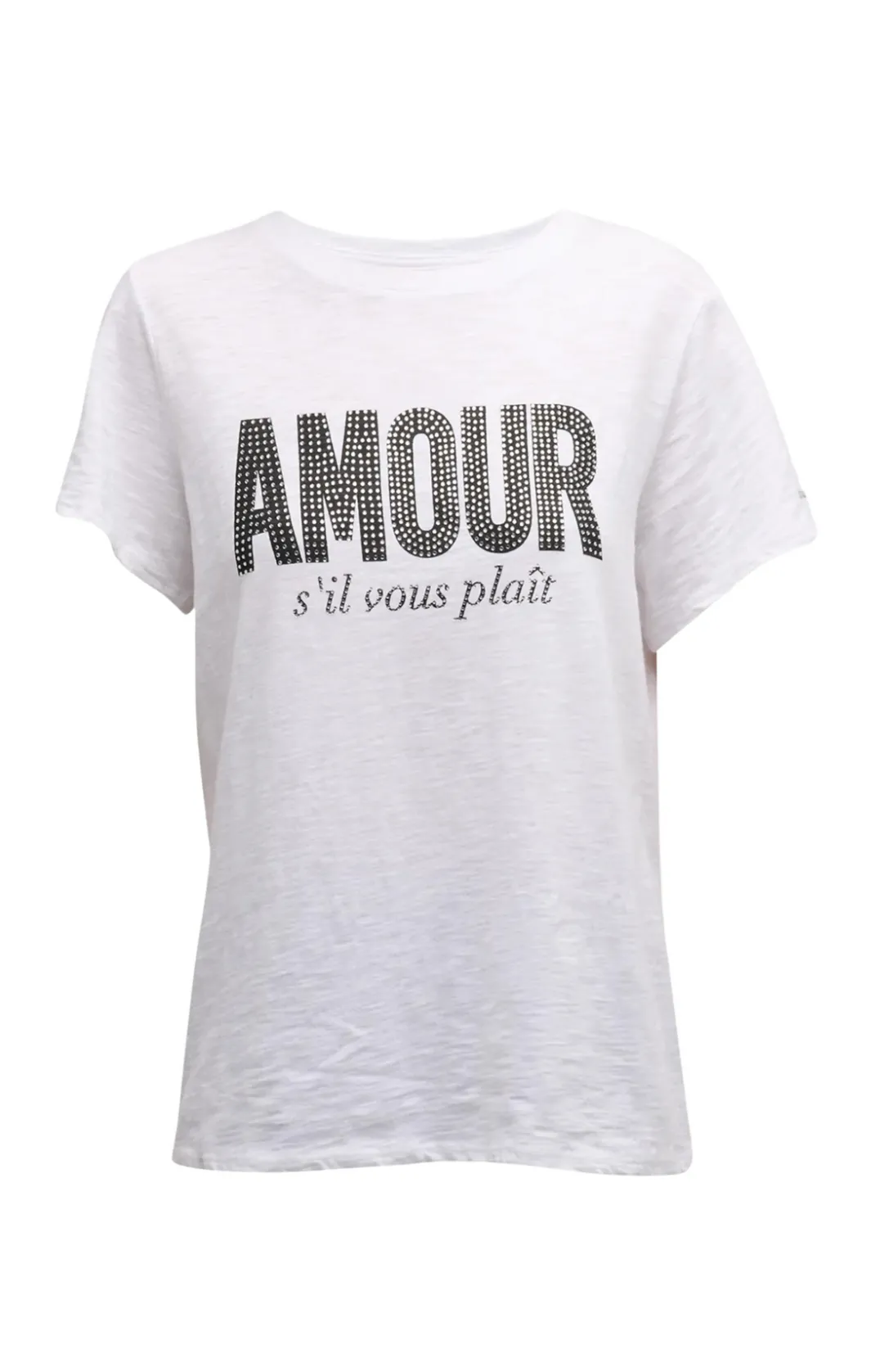 Tees & Pullovers<Cinq à Sept Rhinestone Amour Sil Vous Plait Tee White/Black
