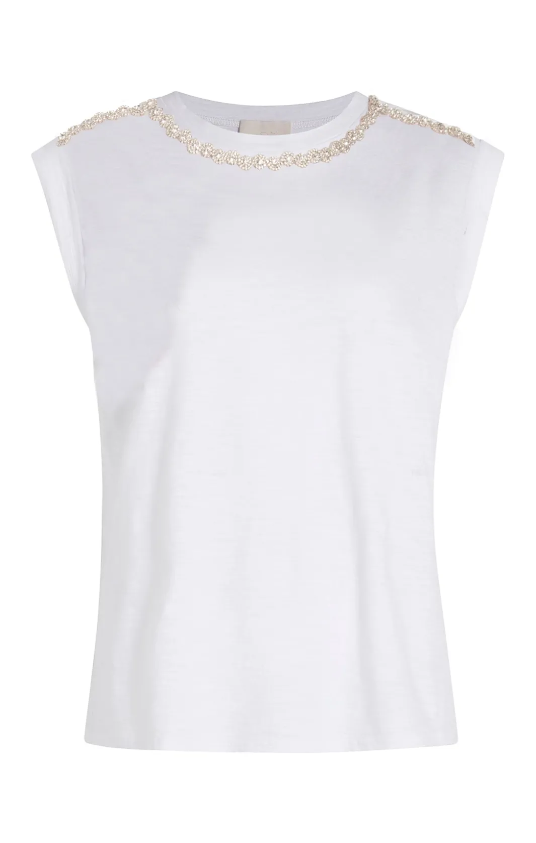 Tees & Pullovers<Cinq à Sept Rhinestone Border Bella Tee White