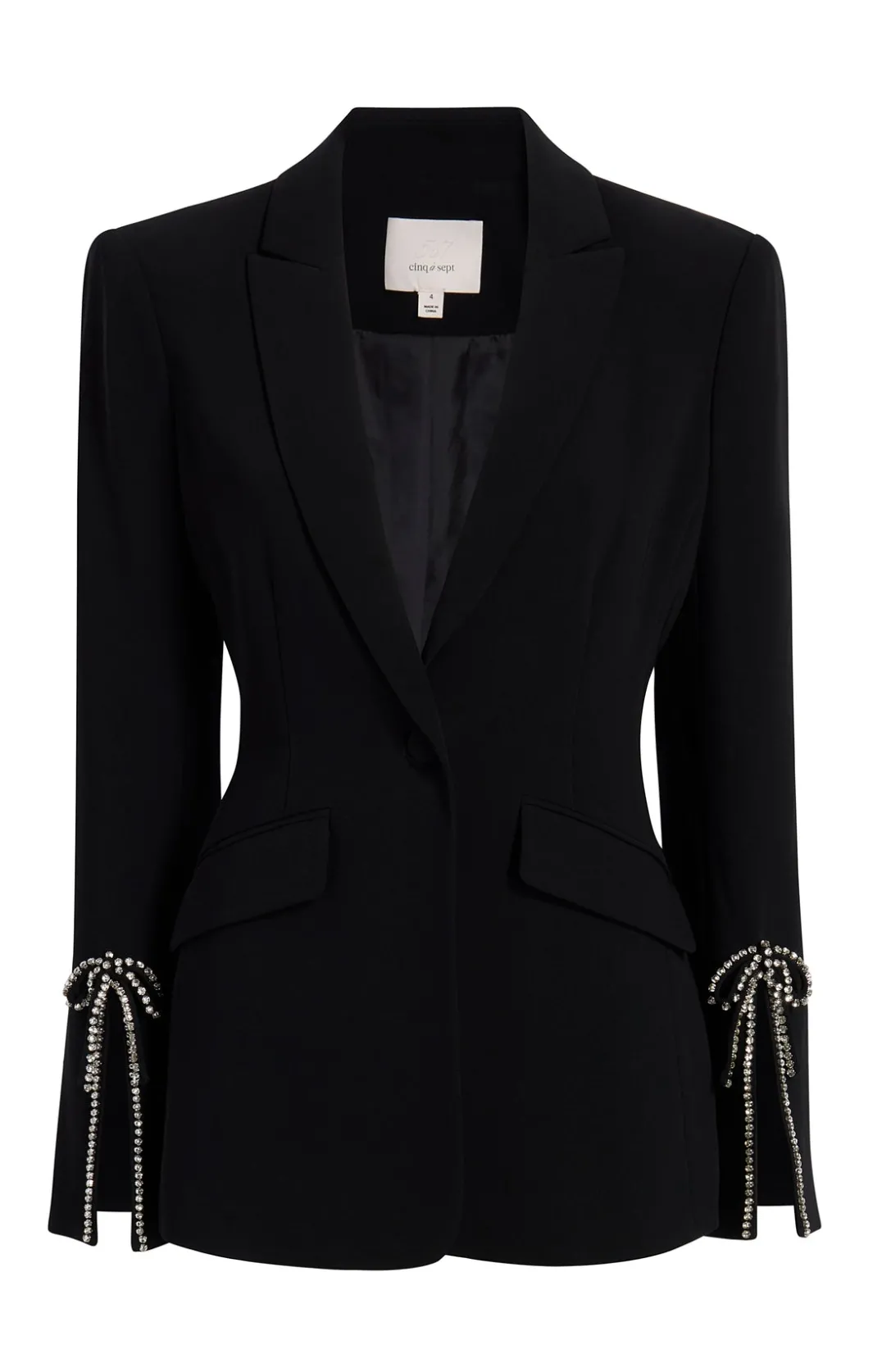 Jackets<Cinq à Sept Rhinestone Bow Cheyenne Blazer Black