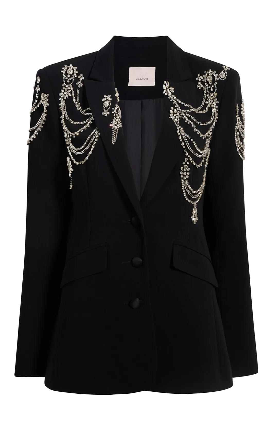 Jackets<Cinq à Sept Rhinestone Chain Cheyenne Blazer Black