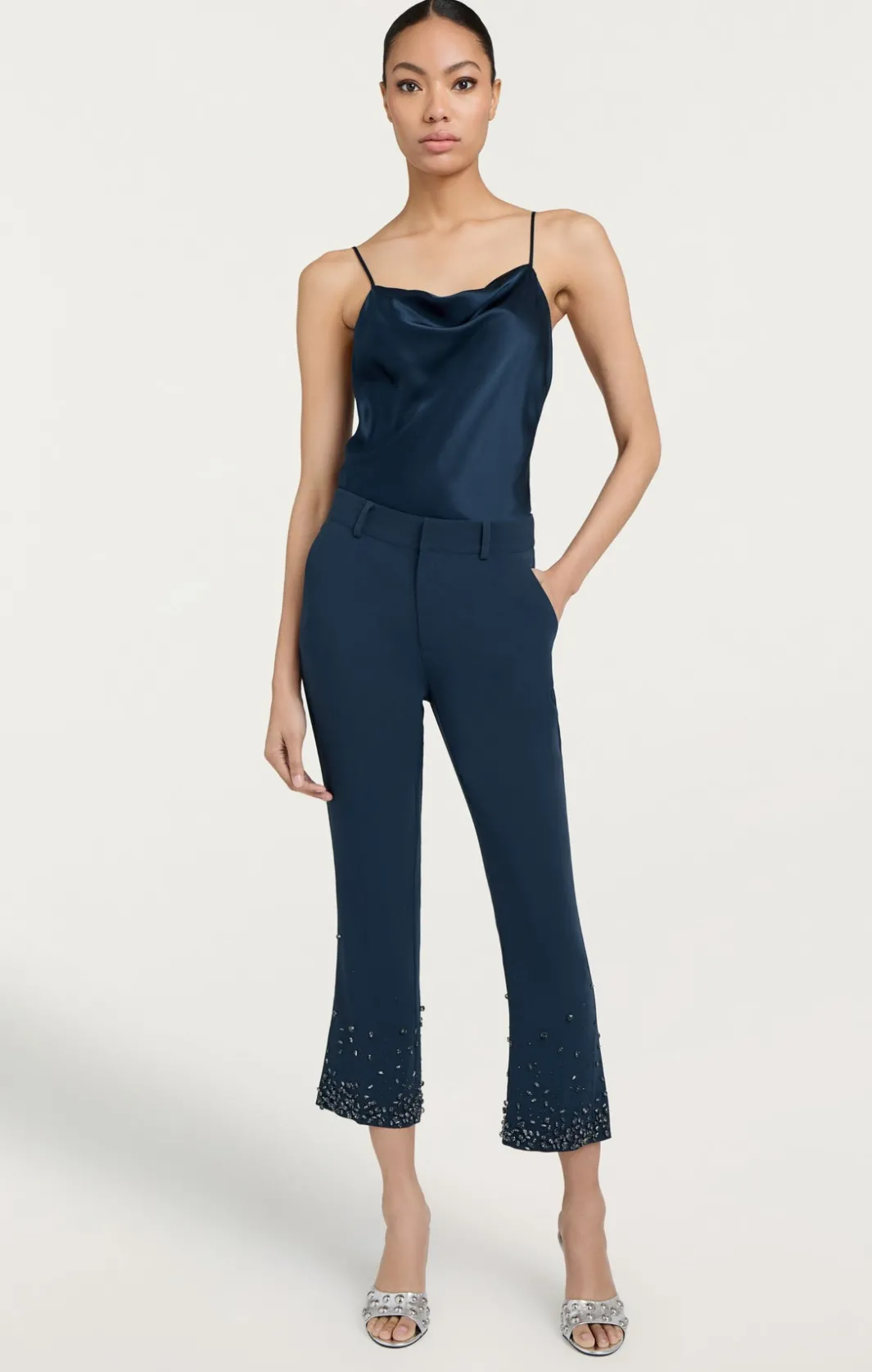 Pants<Cinq à Sept Rhinestone Crackle Cropped Kerry Pant PeacockBlue