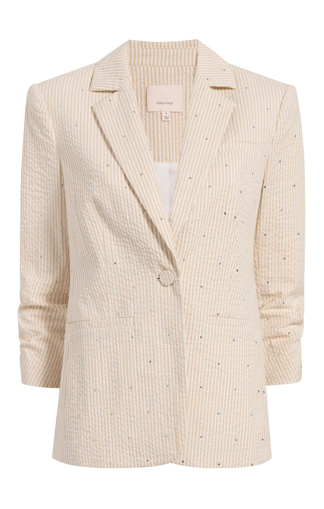 Jackets<Cinq à Sept Rhinestone Ditsy Khloe Blazer White/Plaster