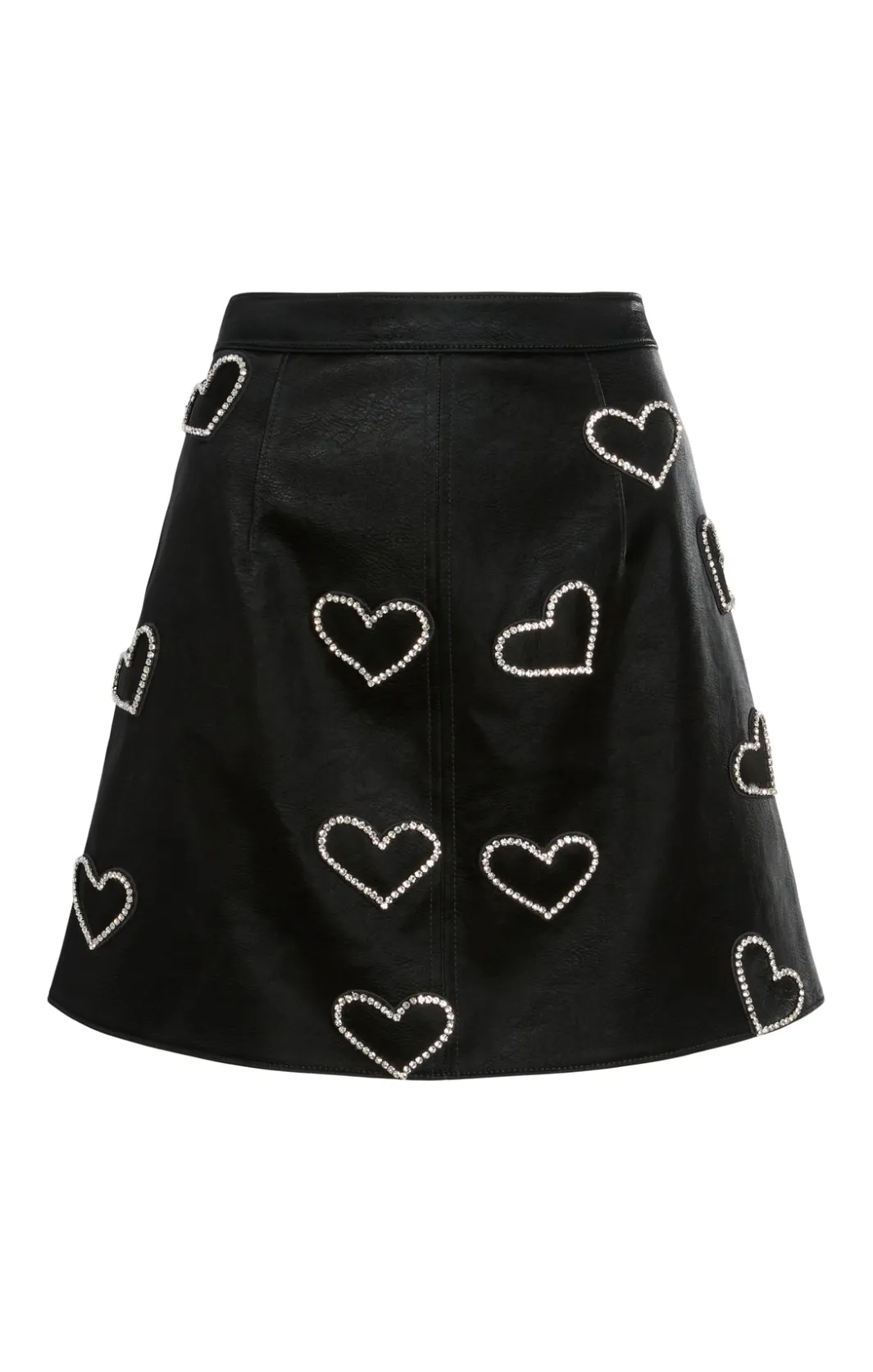 Skirts<Cinq à Sept Rhinestone Hearts Palo Skirt Black/Silver