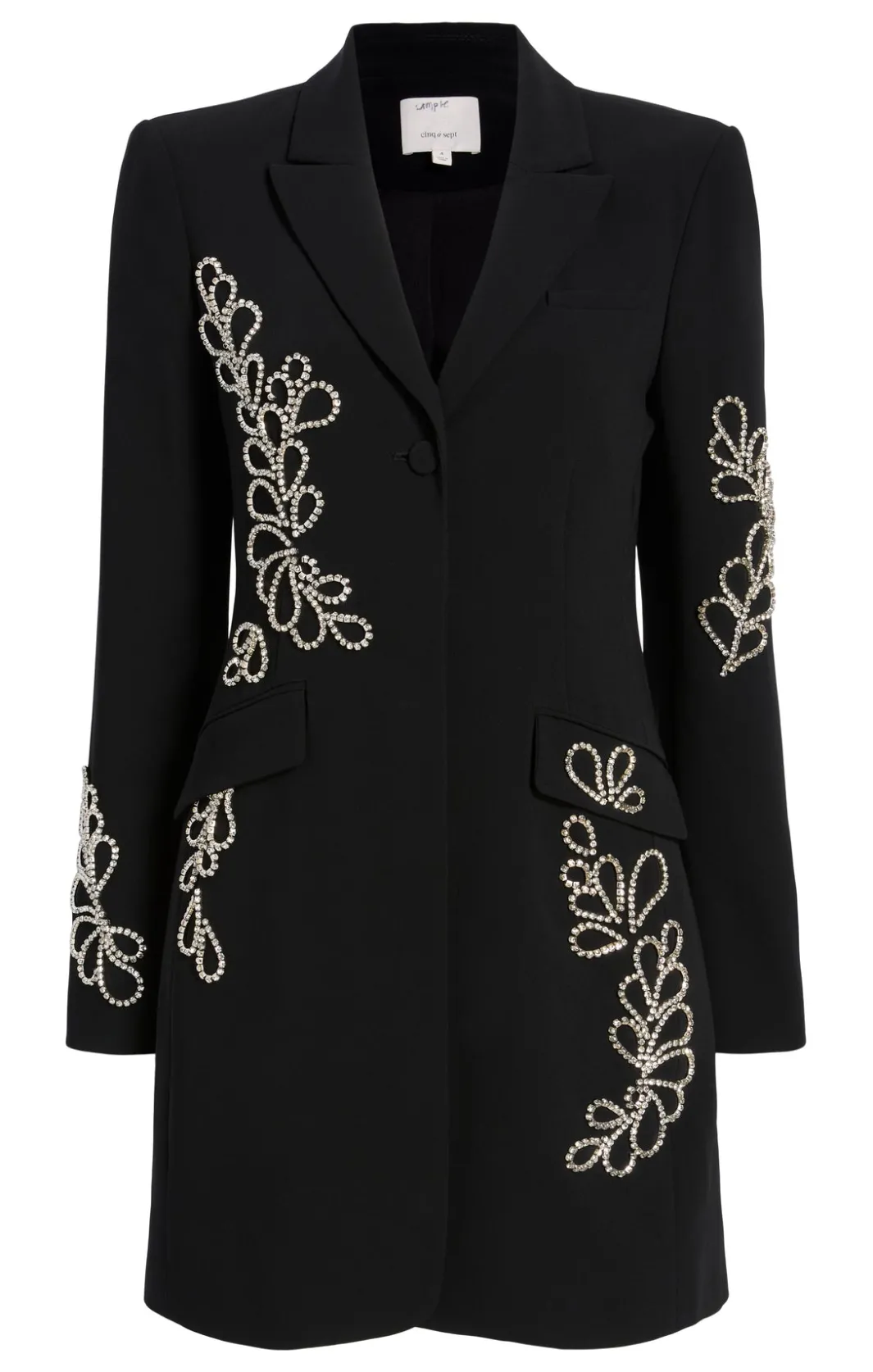 Mini | Cocktail & Evening<Cinq à Sept Rhinestone Paisley Long Sleeve Joel Dress Black