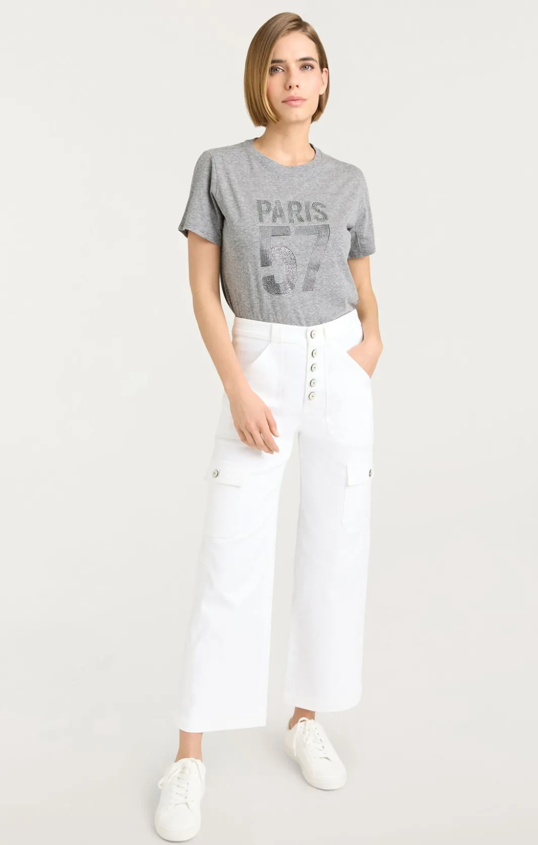 Tees & Pullovers<Cinq à Sept Rhinestone Paris 57 Tee HeatherGrey/Silver
